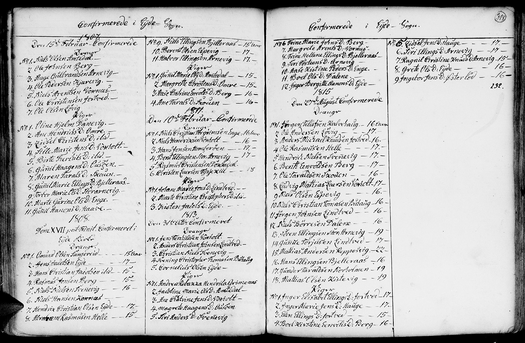 Hommedal sokneprestkontor, SAK/1111-0023/F/Fa/Fab/L0002: Parish register (official) no. A 2 /2, 1740-1823, p. 318