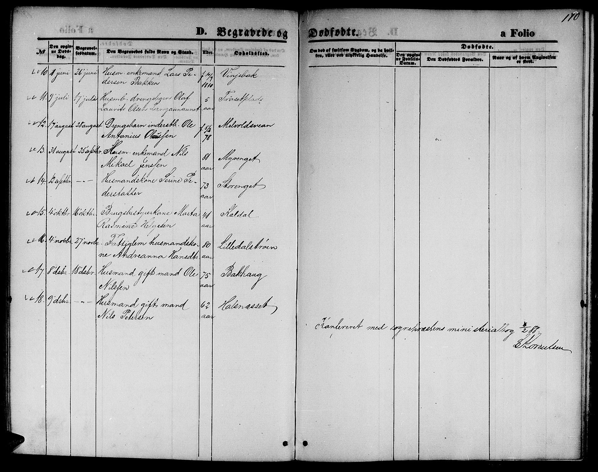 Ministerialprotokoller, klokkerbøker og fødselsregistre - Nord-Trøndelag, AV/SAT-A-1458/733/L0326: Parish register (copy) no. 733C01, 1871-1887, p. 170