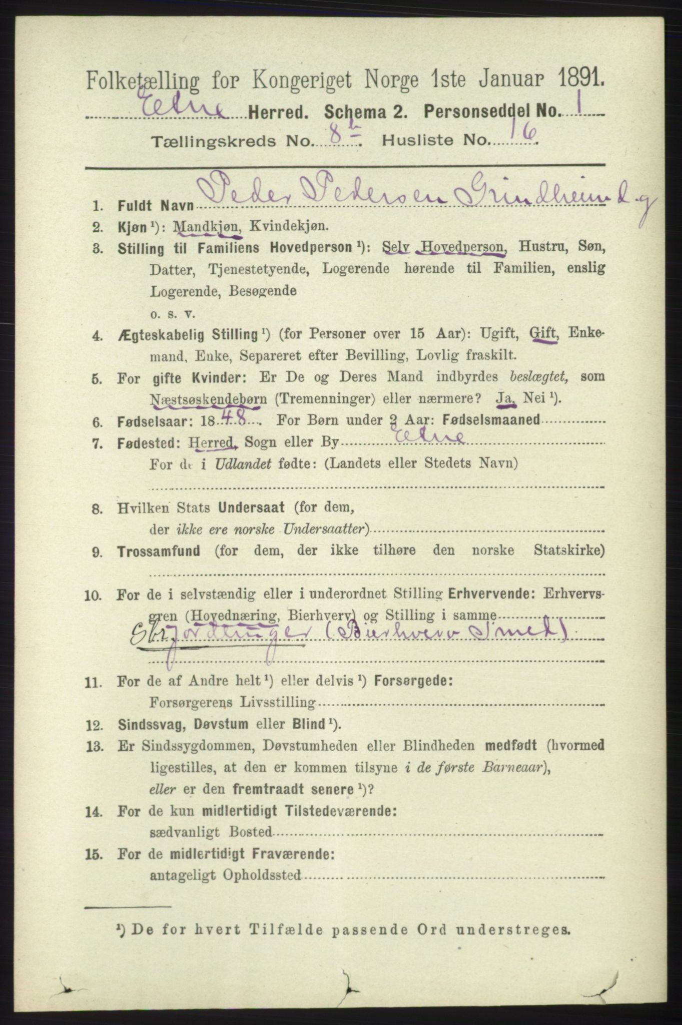 RA, 1891 census for 1211 Etne, 1891, p. 1683