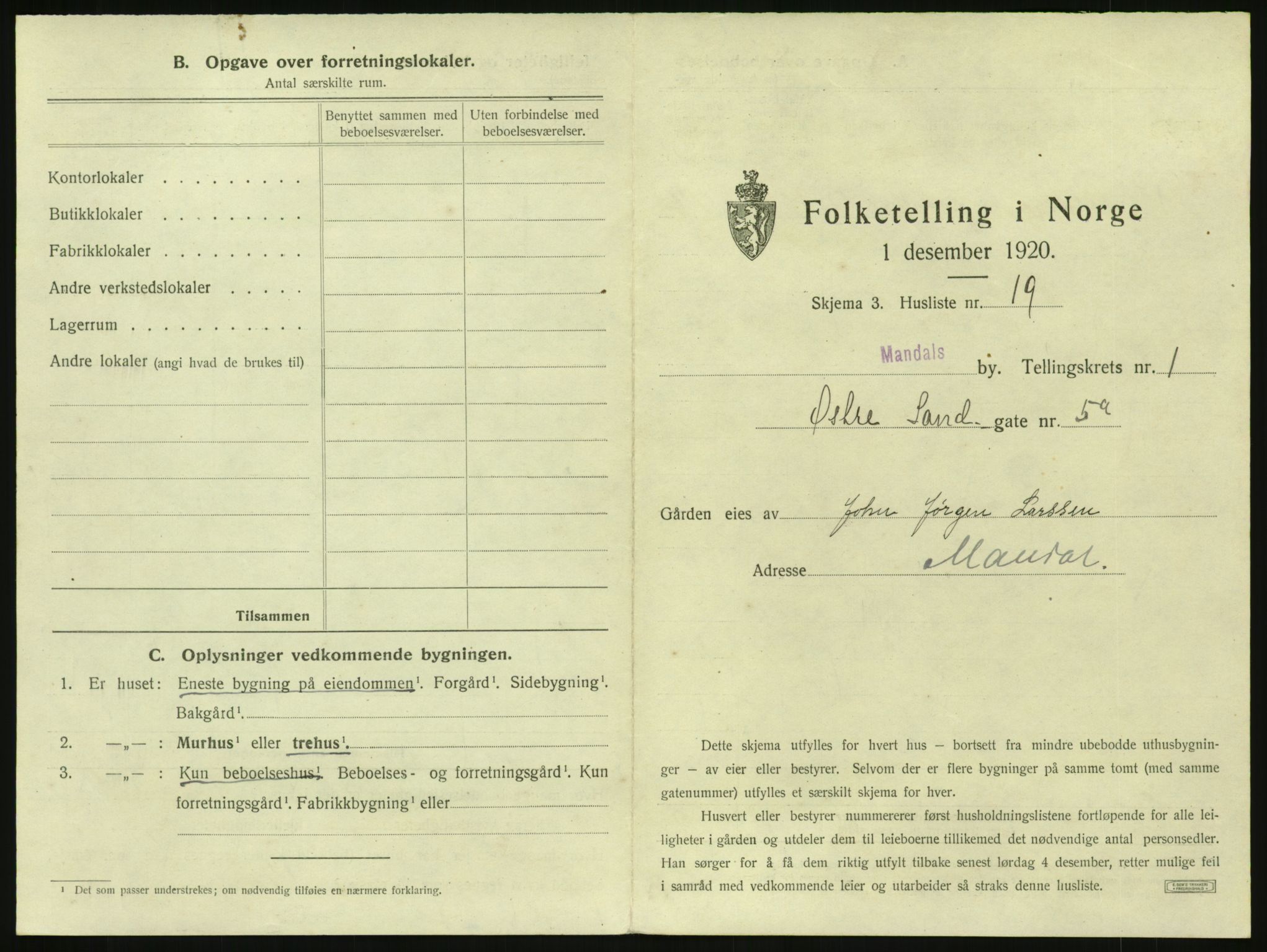 SAK, 1920 census for Mandal, 1920, p. 81
