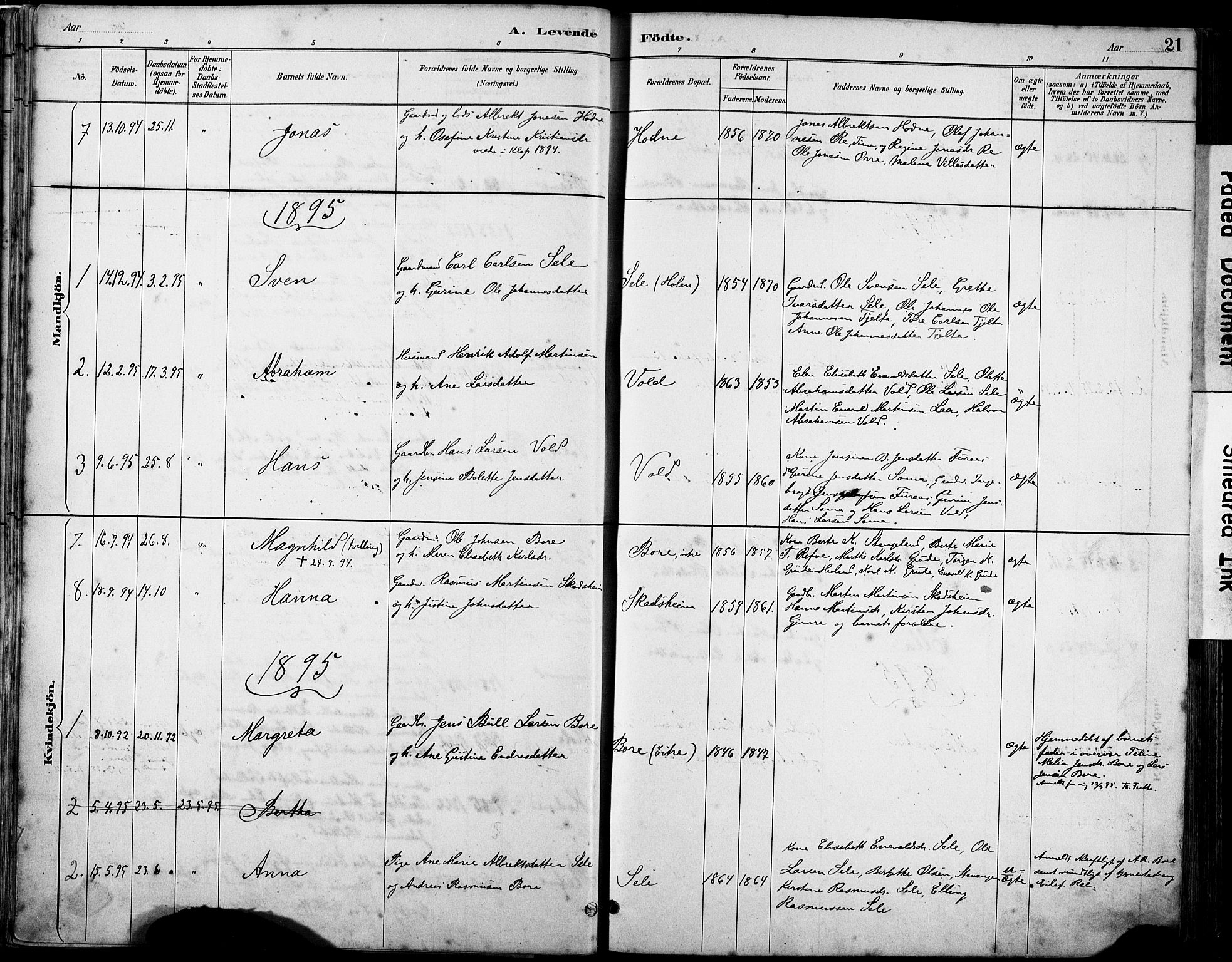 Klepp sokneprestkontor, SAST/A-101803/001/3/30BA/L0008: Parish register (official) no. A 9, 1886-1919, p. 21
