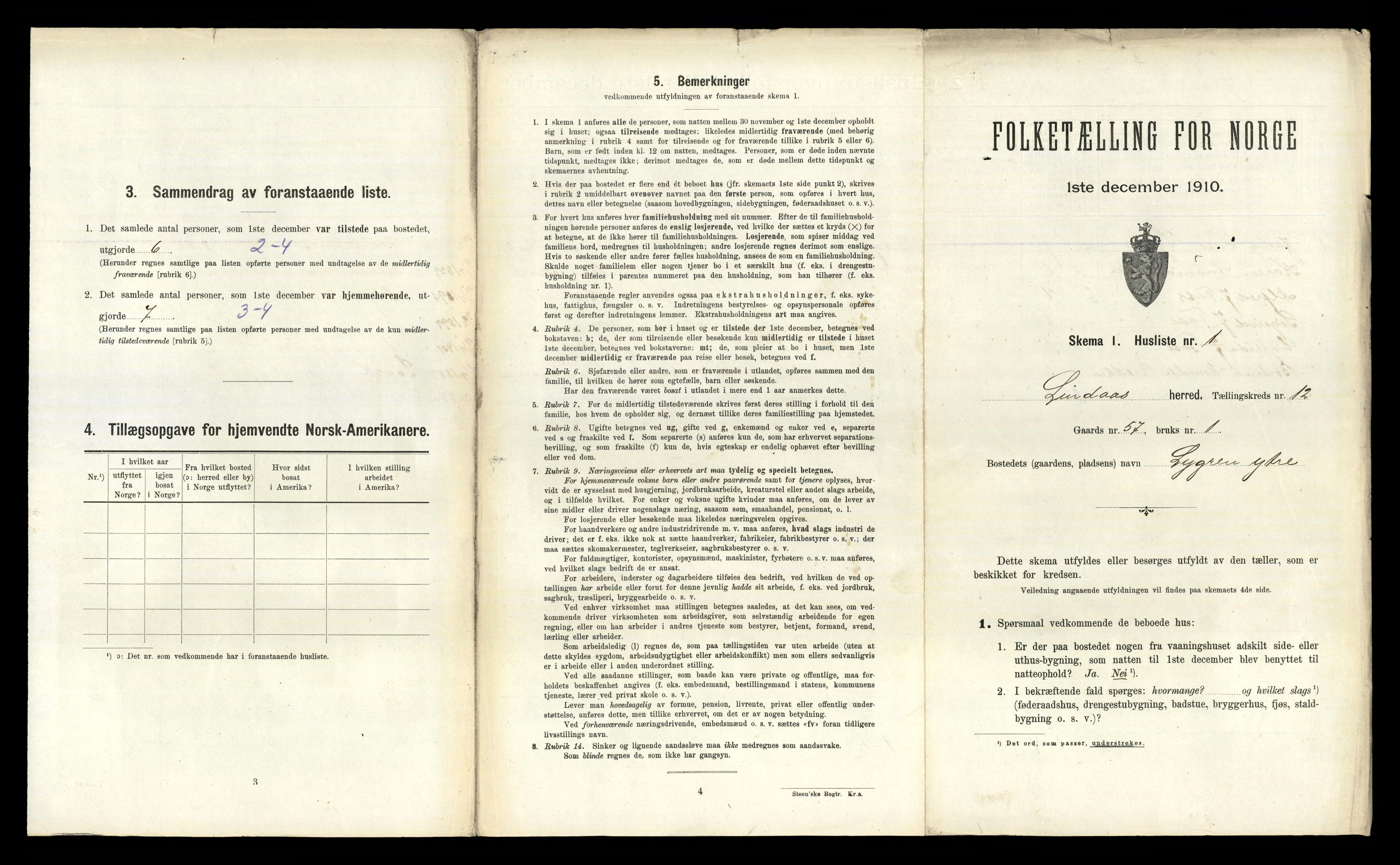 RA, 1910 census for Lindås, 1910, p. 822