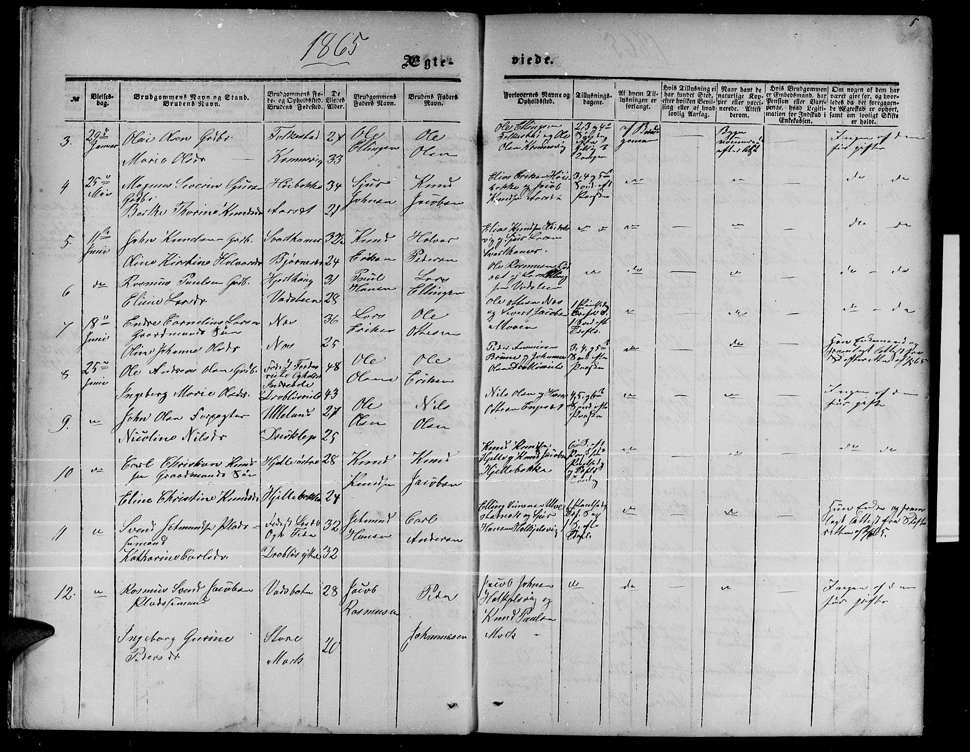 Ministerialprotokoller, klokkerbøker og fødselsregistre - Møre og Romsdal, AV/SAT-A-1454/511/L0157: Parish register (copy) no. 511C03, 1864-1884, p. 5