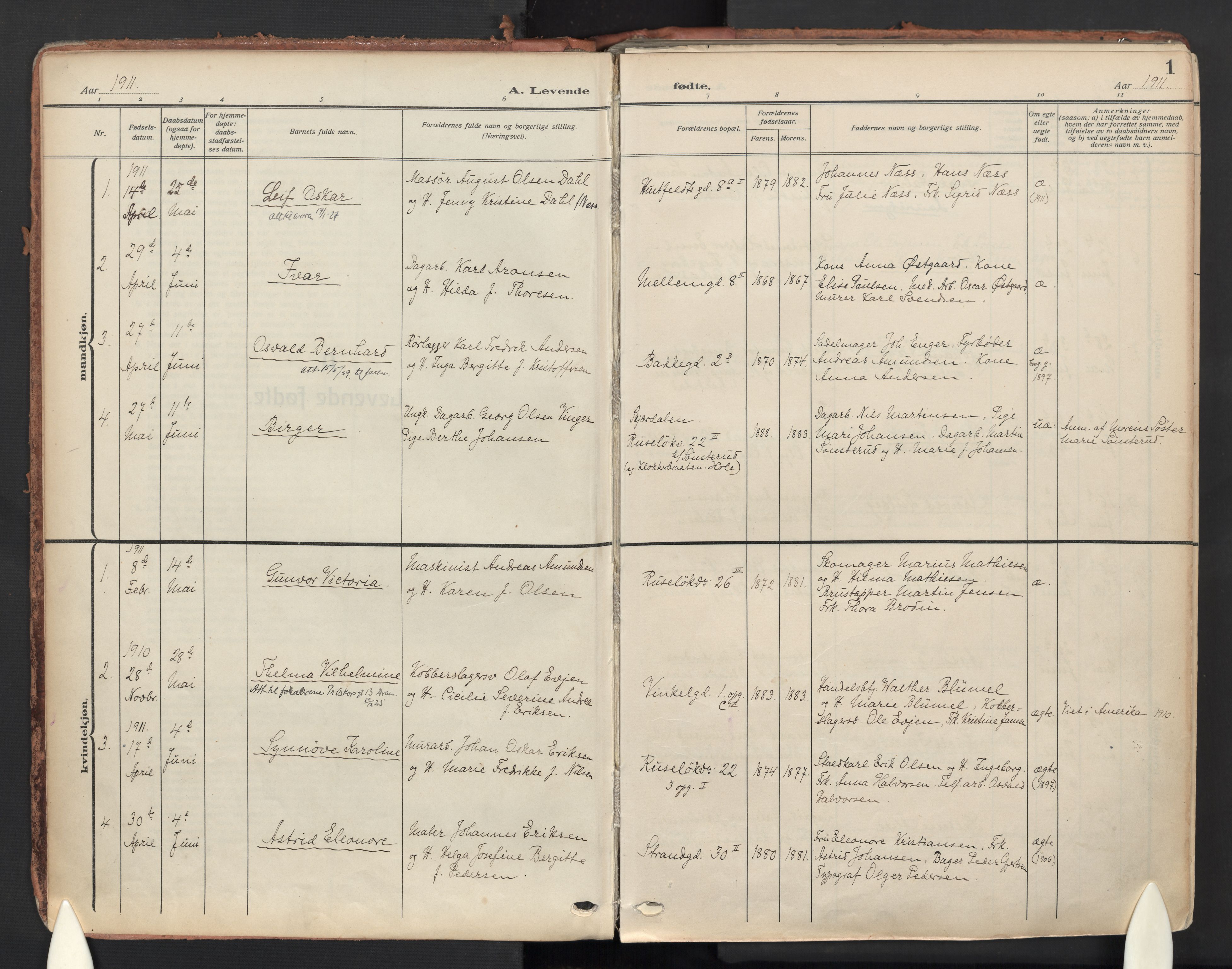Piperviken prestekontor Kirkebøker, AV/SAO-A-10874/F/L0007: Parish register (official) no. 7, 1911-1956, p. 1
