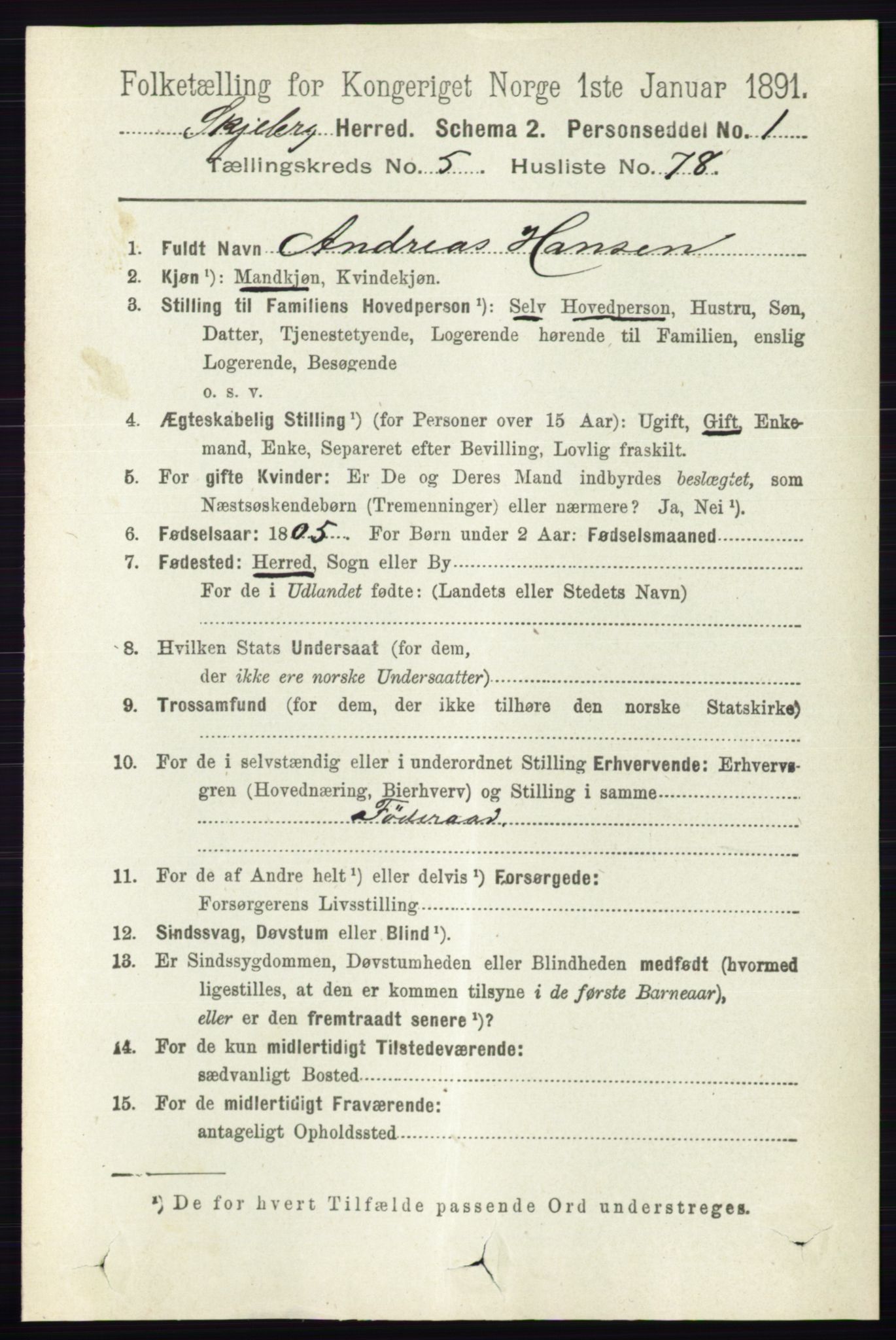 RA, 1891 census for 0115 Skjeberg, 1891, p. 2742