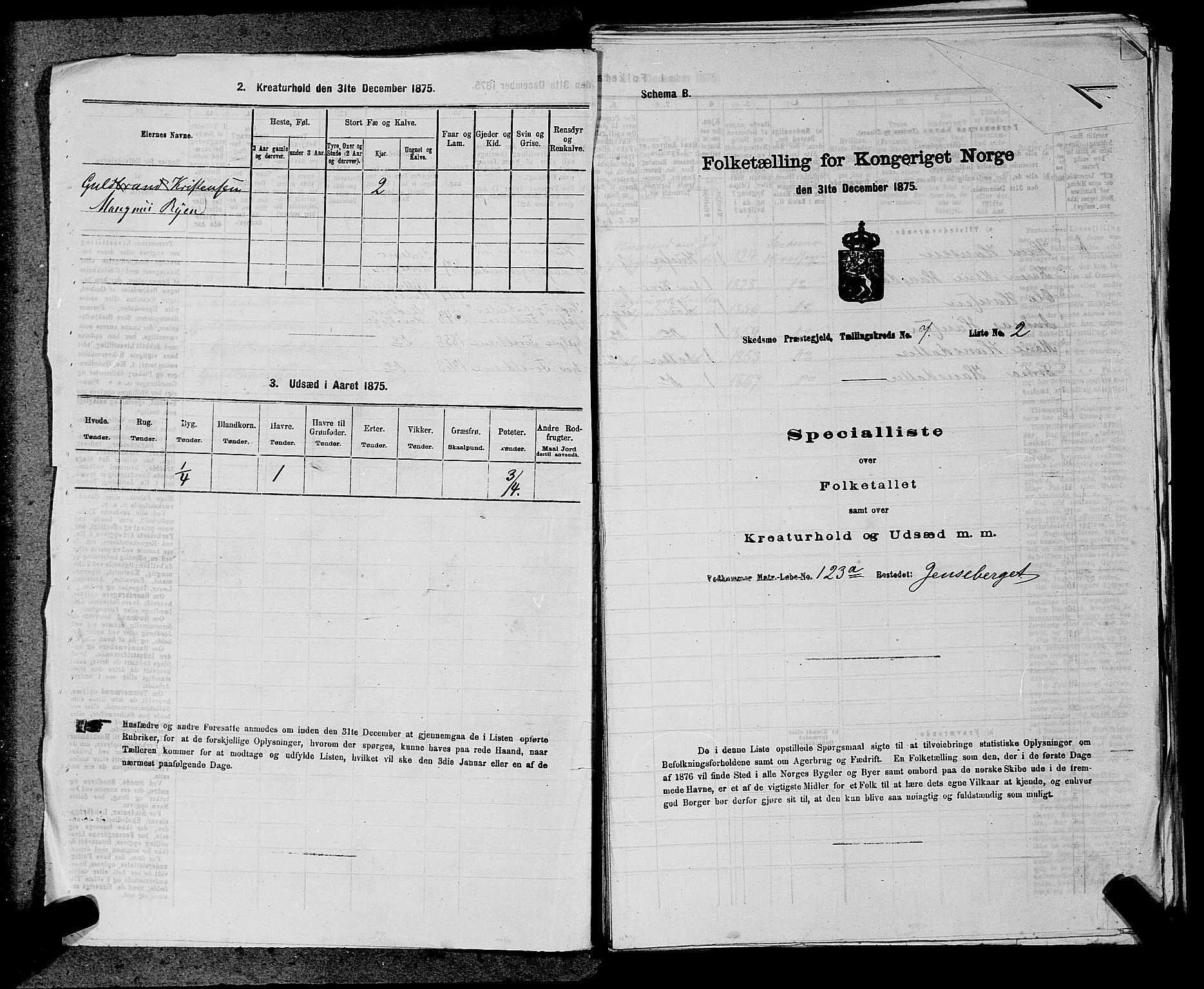 RA, 1875 census for 0231P Skedsmo, 1875, p. 957