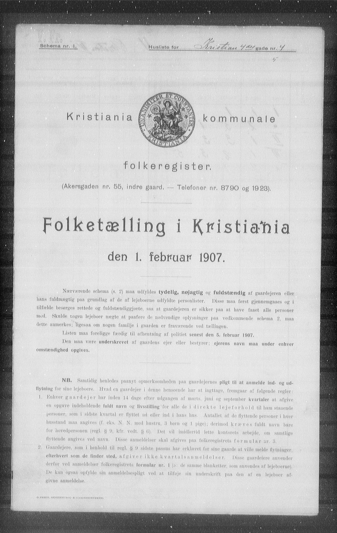 OBA, Municipal Census 1907 for Kristiania, 1907, p. 27510