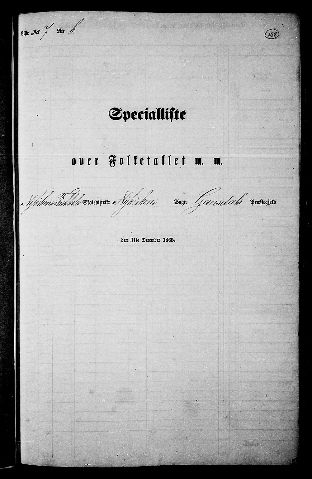 RA, 1865 census for Gausdal, 1865, p. 146