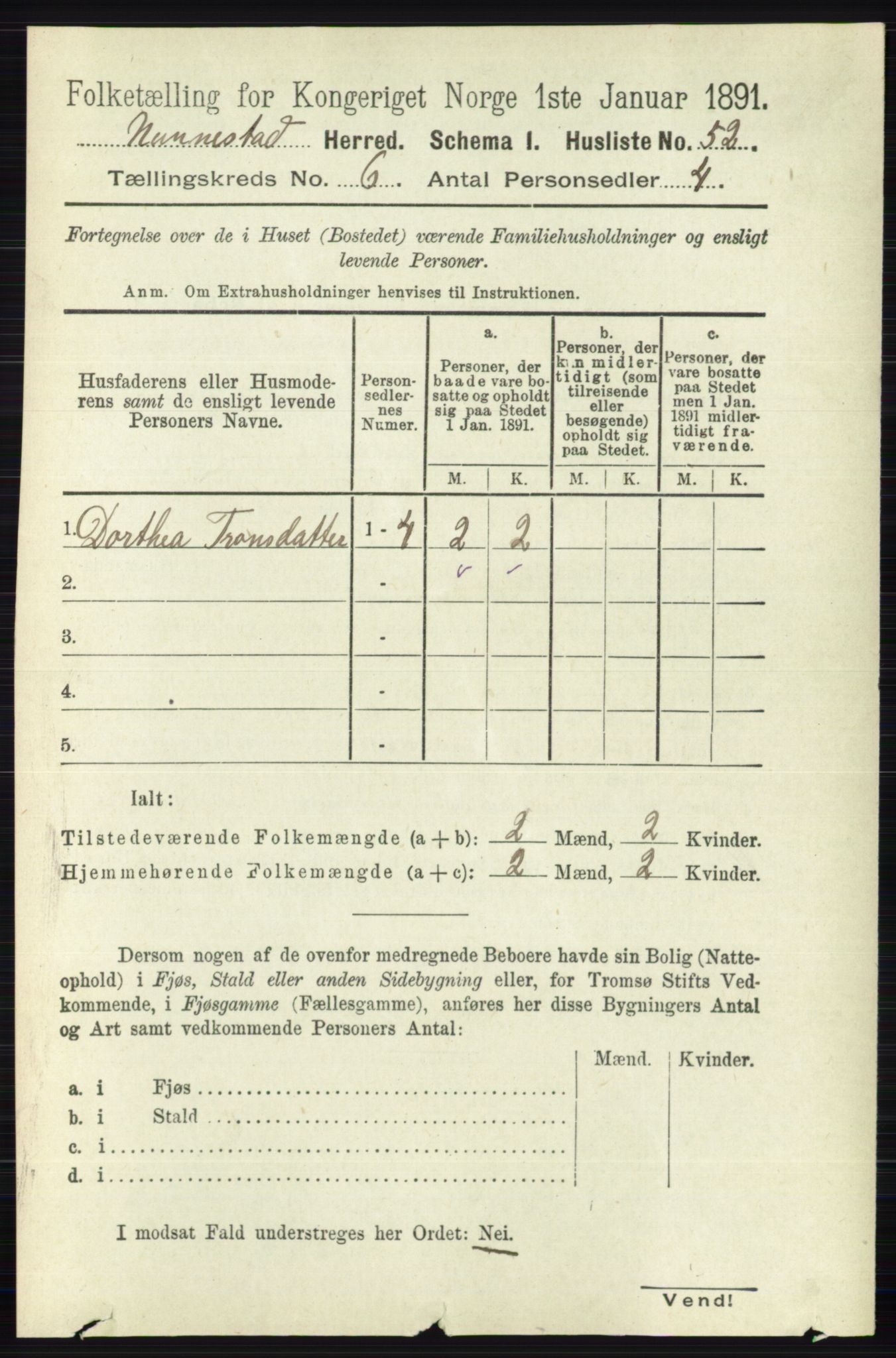 RA, 1891 census for 0238 Nannestad, 1891, p. 3054