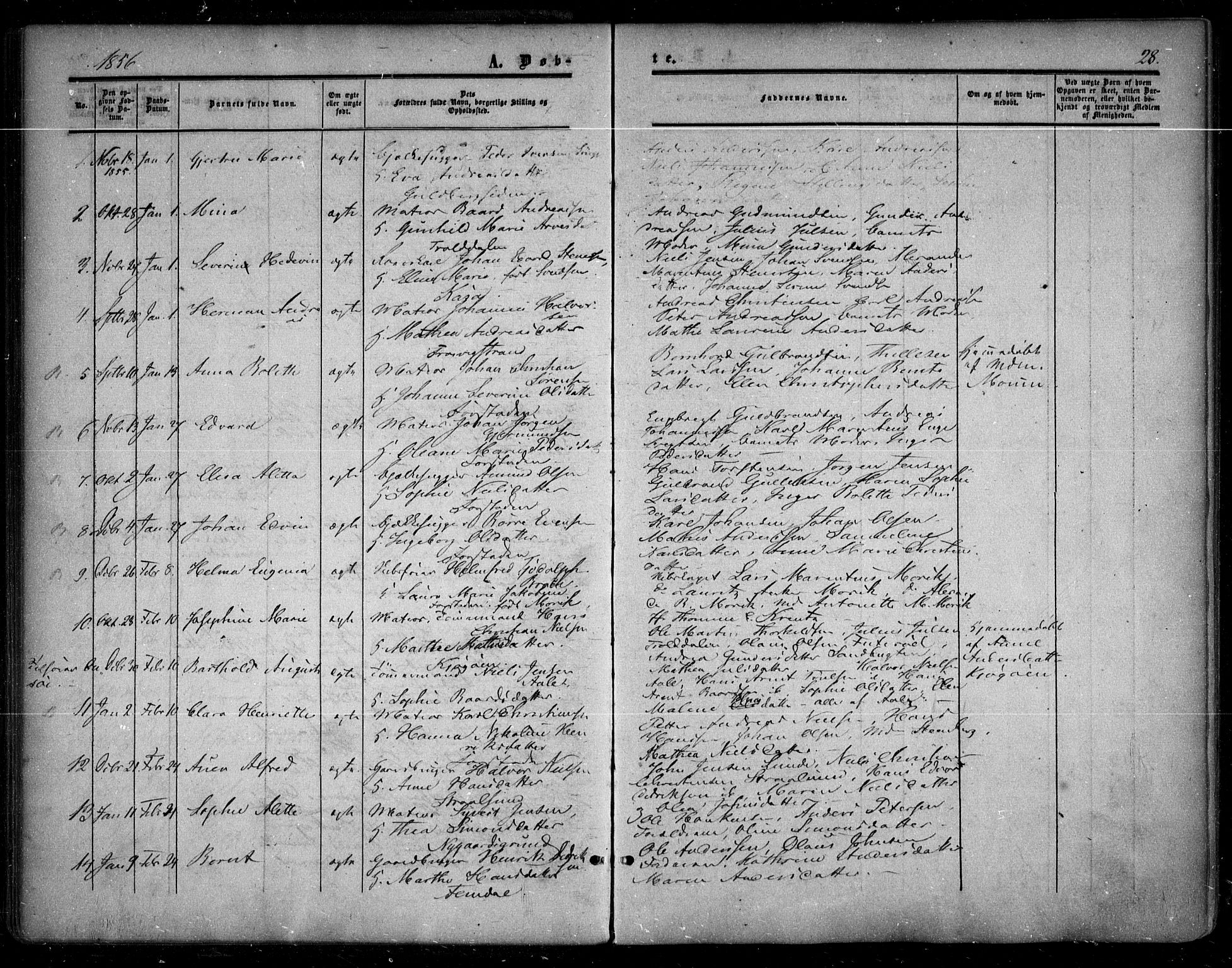 Glemmen prestekontor Kirkebøker, SAO/A-10908/F/Fa/L0007: Parish register (official) no. 7, 1853-1862, p. 28