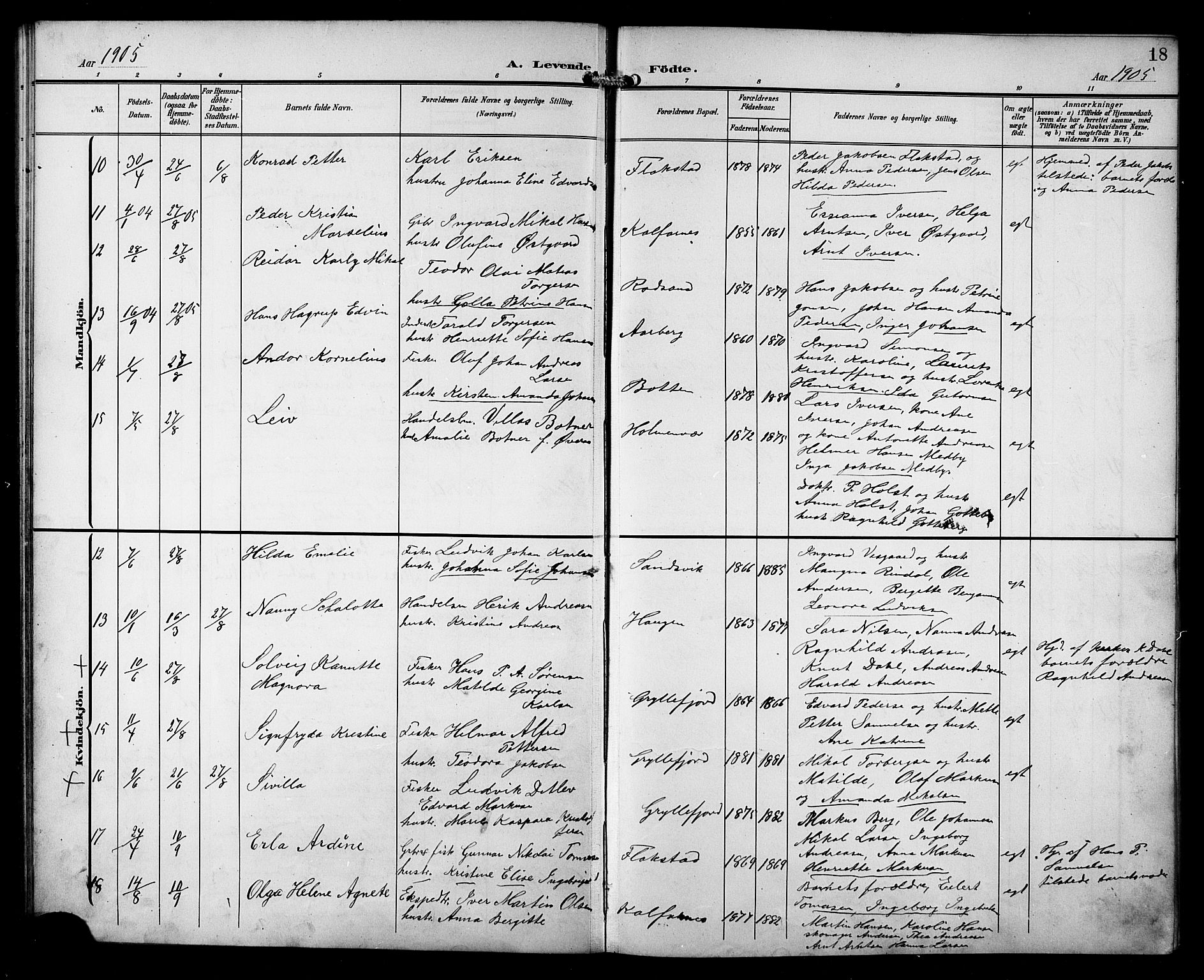 Berg sokneprestkontor, AV/SATØ-S-1318/G/Ga/Gab/L0013klokker: Parish register (copy) no. 13, 1902-1922, p. 18