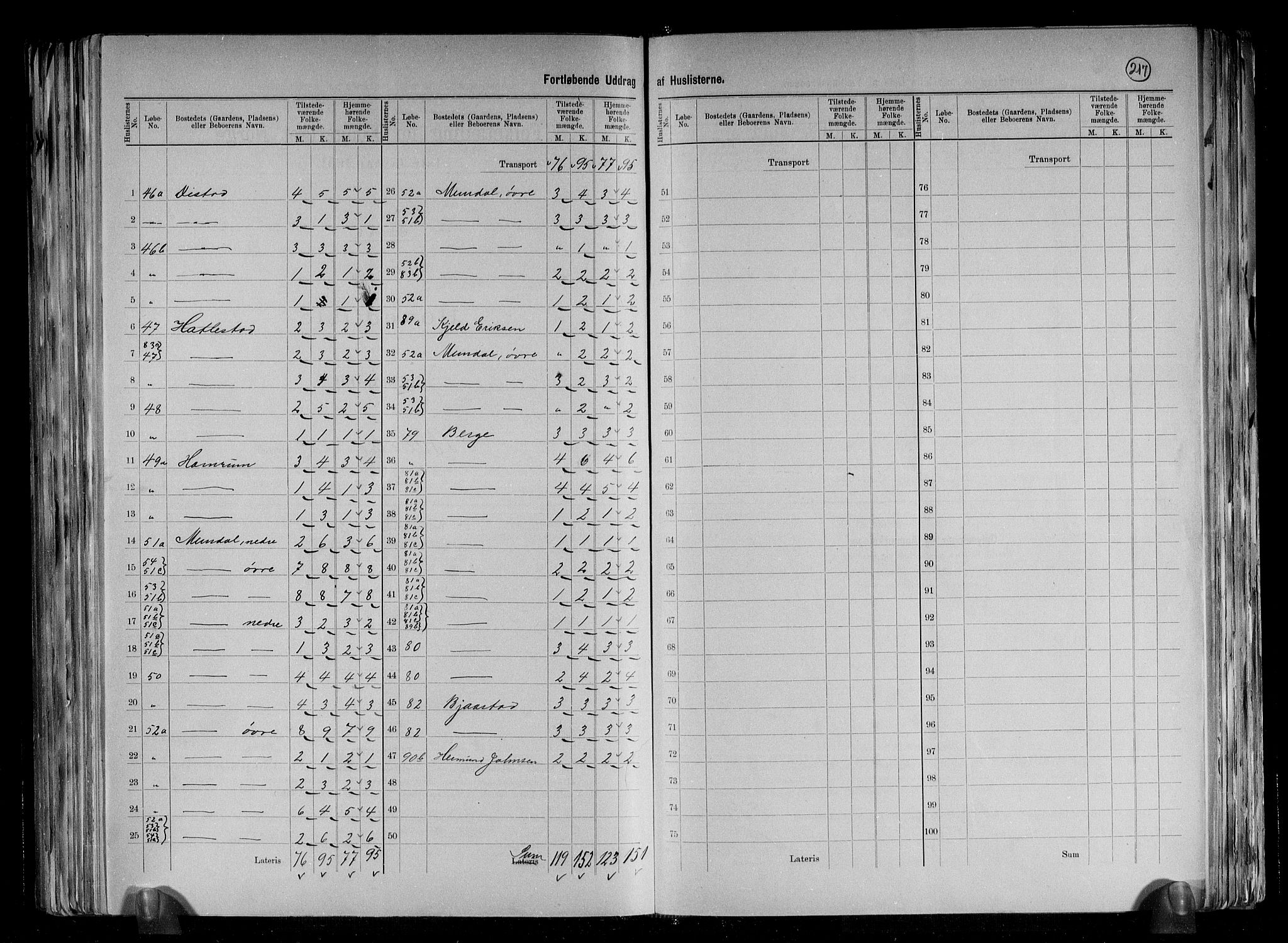 RA, 1891 census for 1418 Balestrand, 1891, p. 20