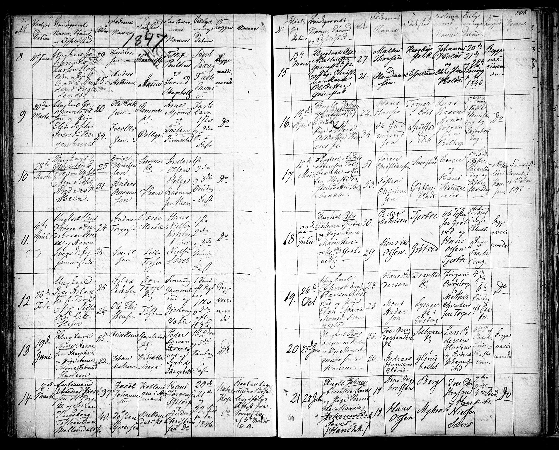 Rakkestad prestekontor Kirkebøker, AV/SAO-A-2008/F/Fa/L0008: Parish register (official) no. I 8, 1842-1849, p. 837-838