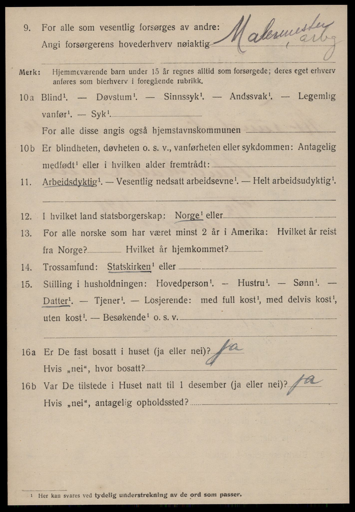 SAT, 1920 census for Kristiansund, 1920, p. 35450