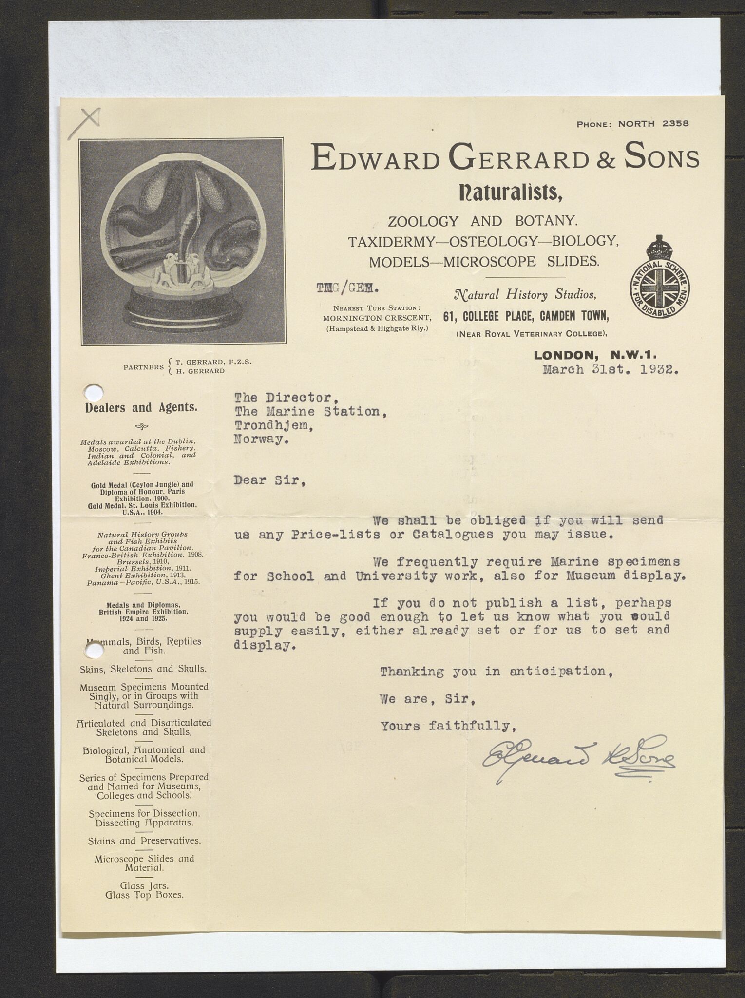 Bergens Museum, AV/SAB-A-17301/13/D/L0002: Korrespondanse , 1928-1940, p. 474