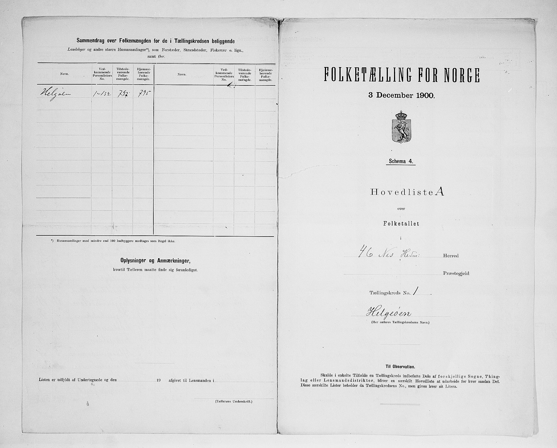 SAH, 1900 census for Nes, 1900, p. 14