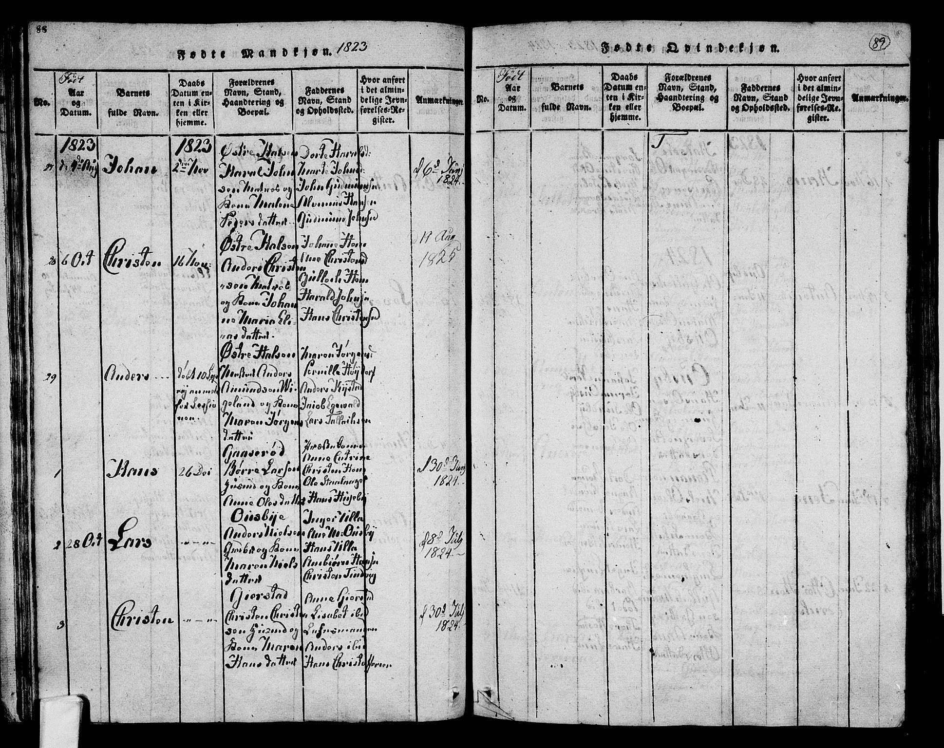 Tjølling kirkebøker, SAKO/A-60/F/Fa/L0005: Parish register (official) no. 5, 1814-1836, p. 88-89