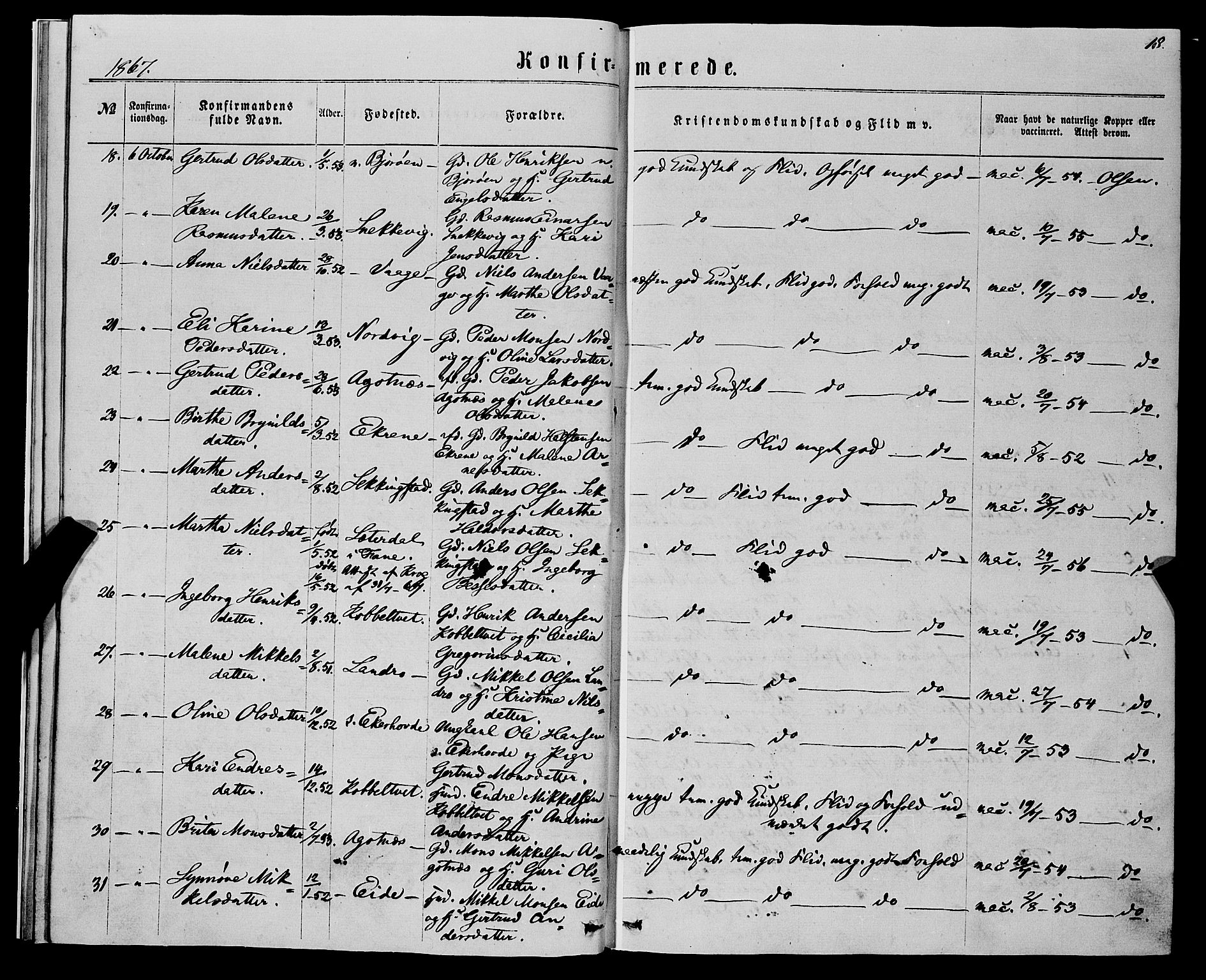 Fjell sokneprestembete, SAB/A-75301/H/Haa: Parish register (official) no. A 5, 1864-1877, p. 18