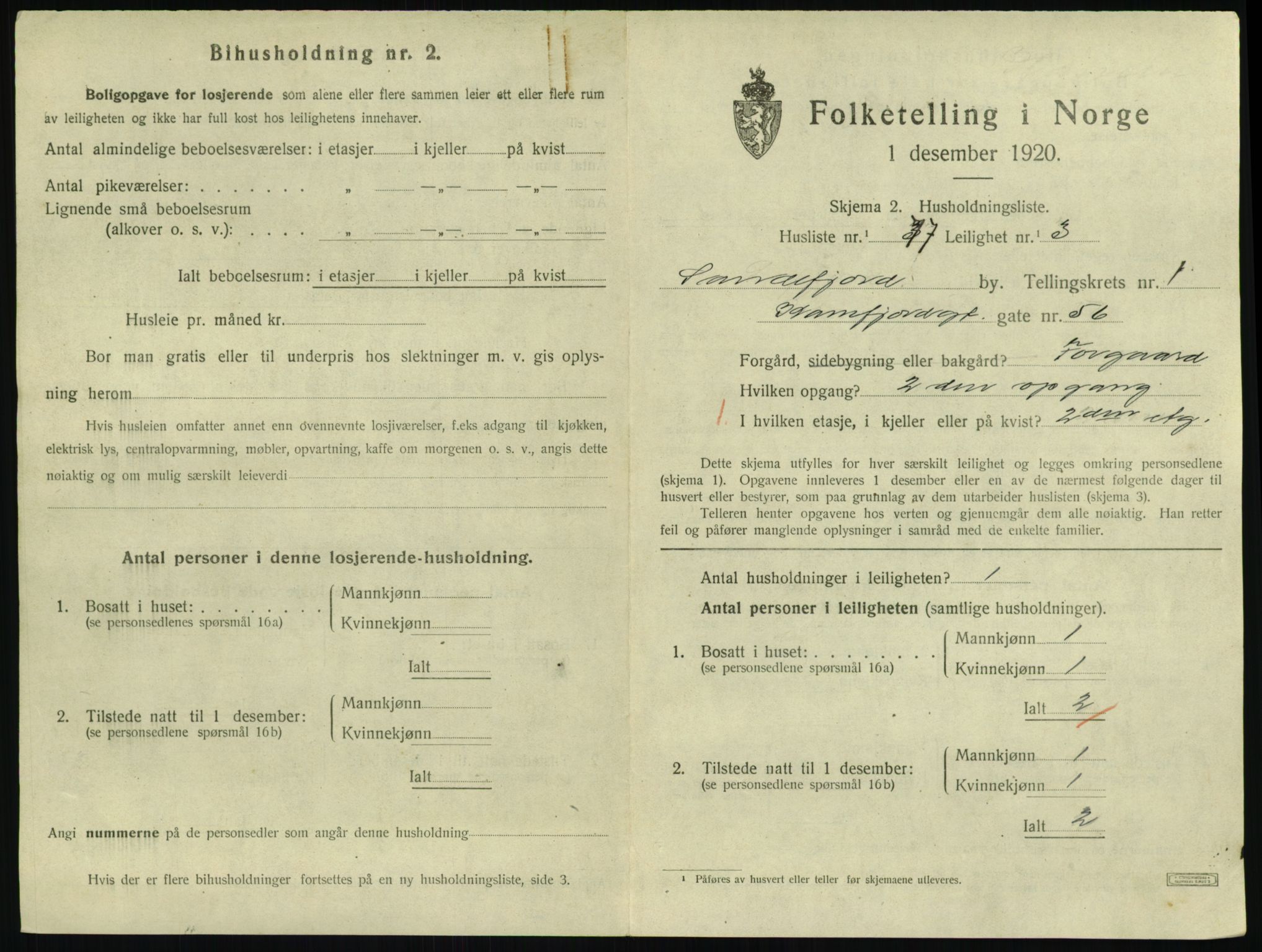 SAKO, 1920 census for Sandefjord, 1920, p. 1582