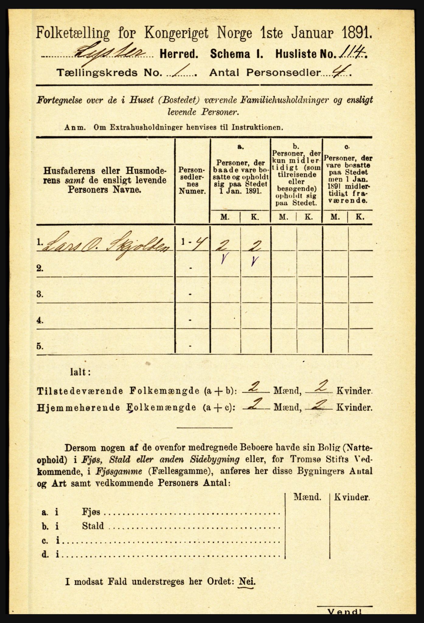 RA, 1891 census for 1426 Luster, 1891, p. 148