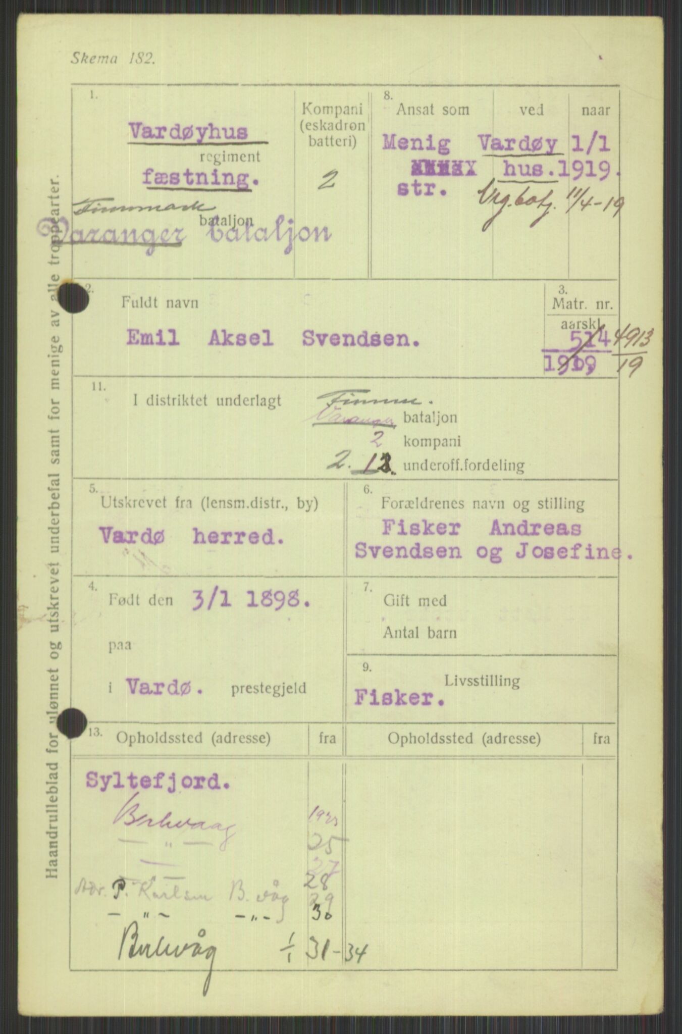 Forsvaret, Varanger bataljon, AV/RA-RAFA-2258/1/D/L0440: Rulleblad for fødte 1892-1912, 1892-1912, p. 341
