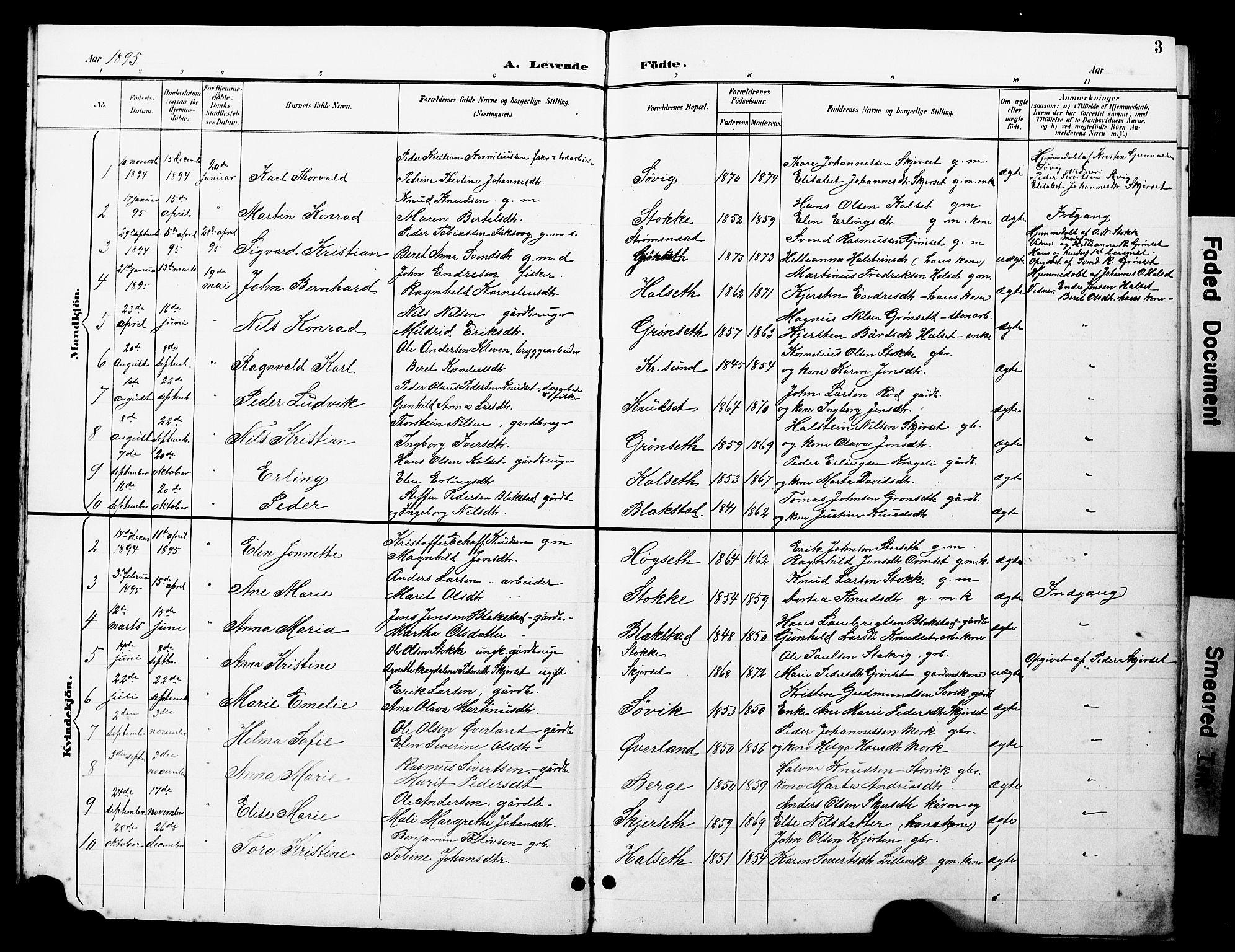 Ministerialprotokoller, klokkerbøker og fødselsregistre - Møre og Romsdal, AV/SAT-A-1454/585/L0973: Parish register (copy) no. 585C01, 1893-1930, p. 3