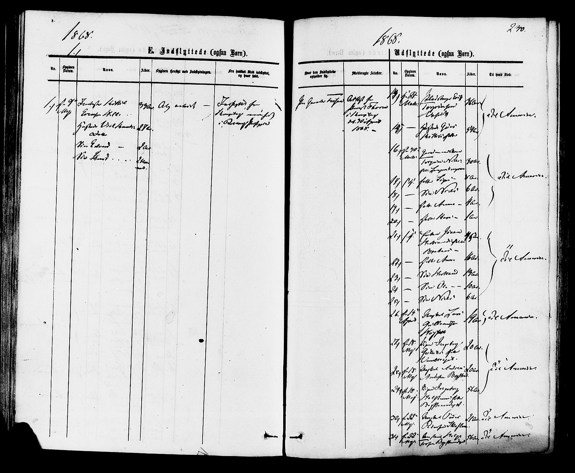 Rollag kirkebøker, AV/SAKO-A-240/F/Fa/L0009: Parish register (official) no. I 9, 1860-1874, p. 230