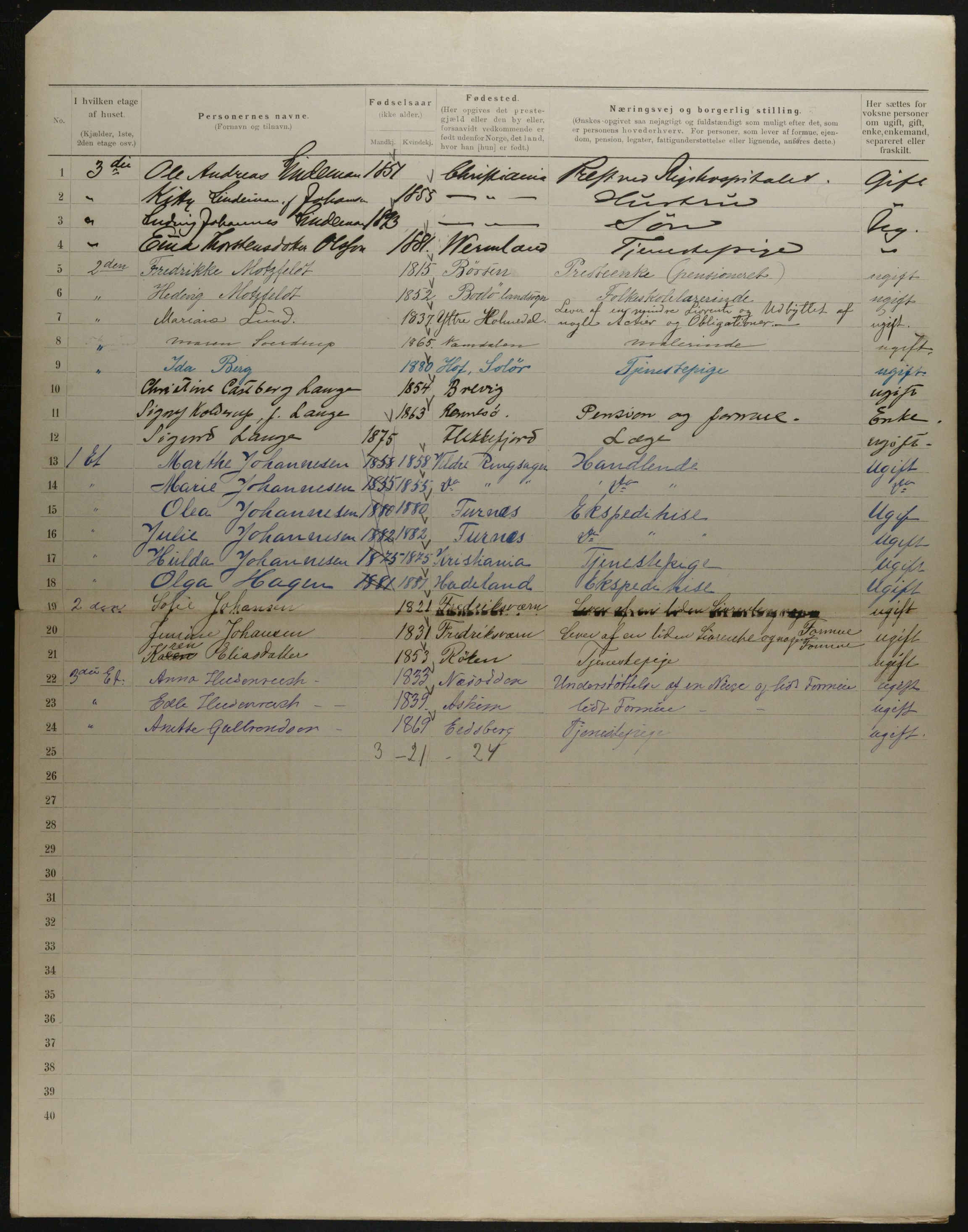 OBA, Municipal Census 1901 for Kristiania, 1901, p. 14394