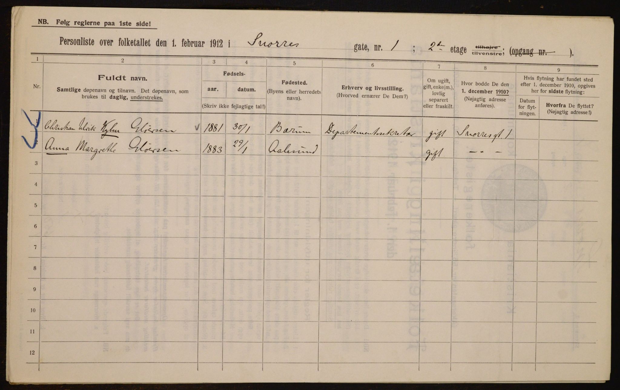 OBA, Municipal Census 1912 for Kristiania, 1912, p. 98415