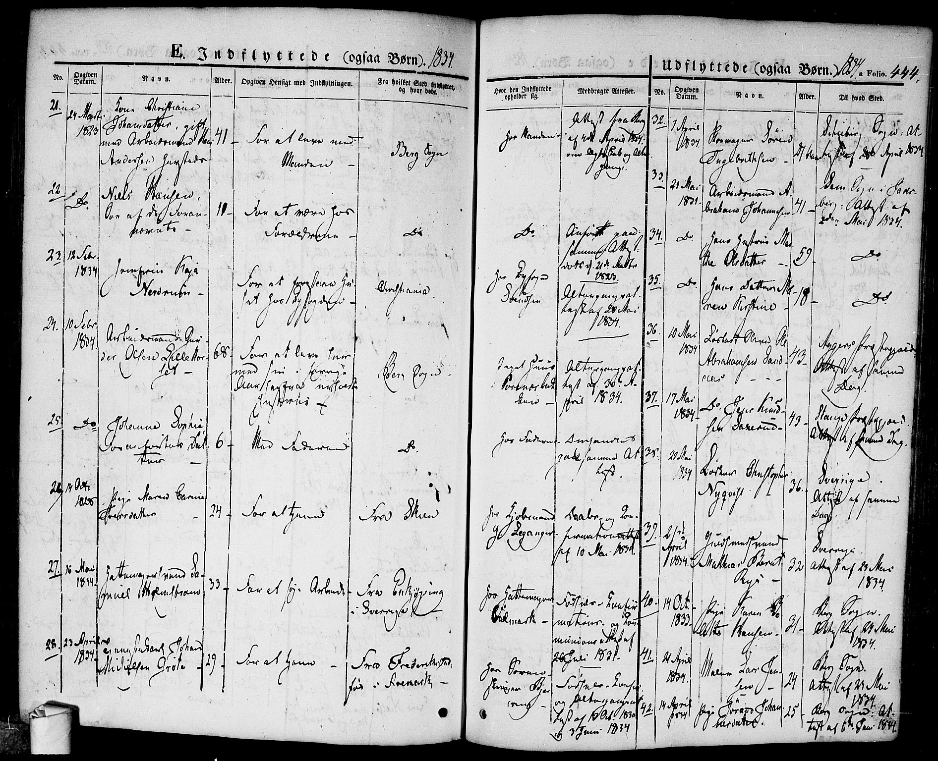 Halden prestekontor Kirkebøker, AV/SAO-A-10909/F/Fa/L0005: Parish register (official) no. I 5, 1834-1845, p. 444