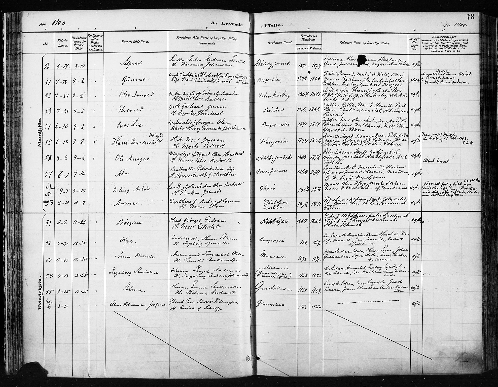 Jevnaker prestekontor, SAH/PREST-116/H/Ha/Haa/L0009: Parish register (official) no. 9, 1891-1901, p. 73
