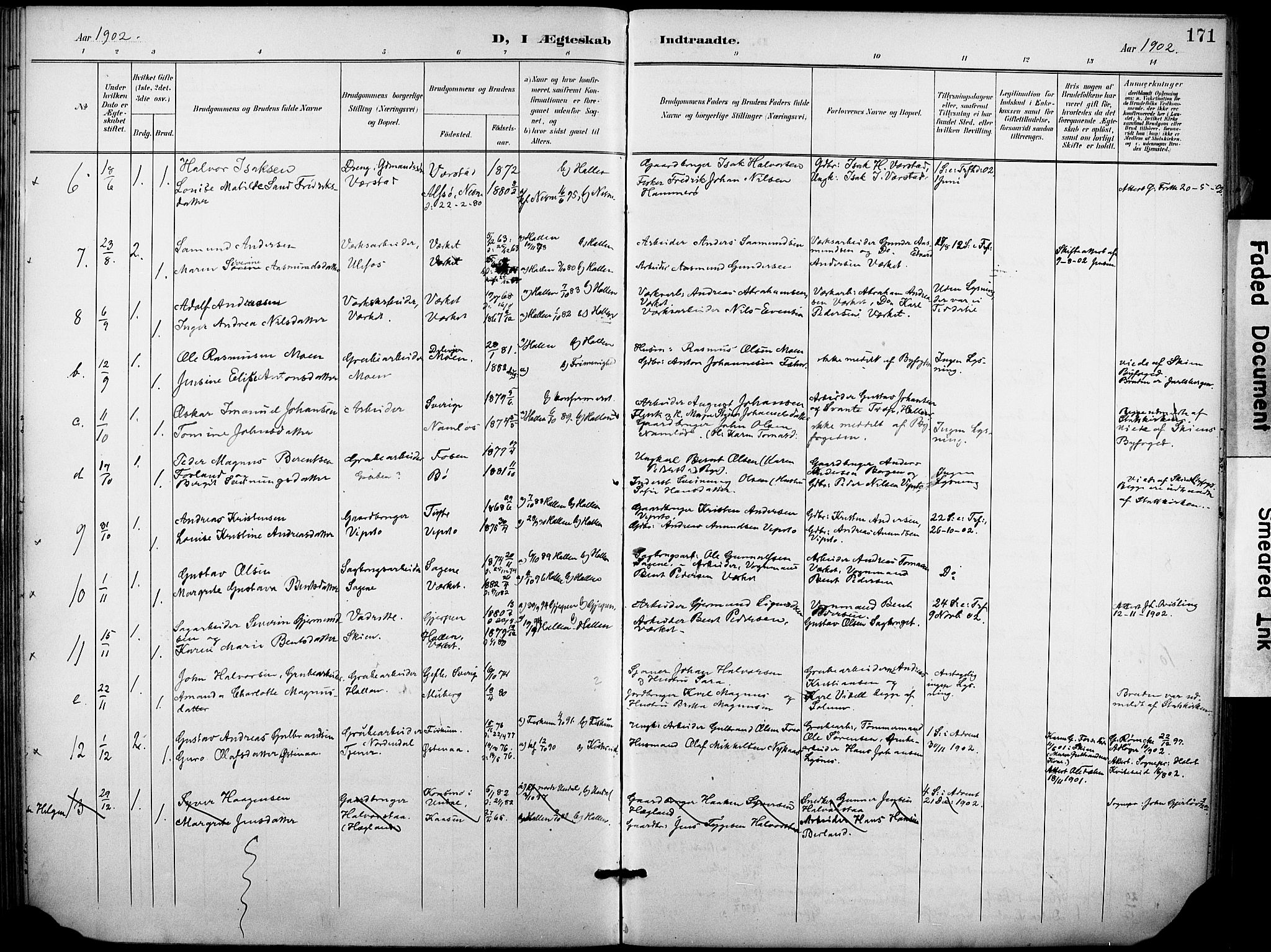 Holla kirkebøker, SAKO/A-272/F/Fa/L0010: Parish register (official) no. 10, 1897-1907, p. 171