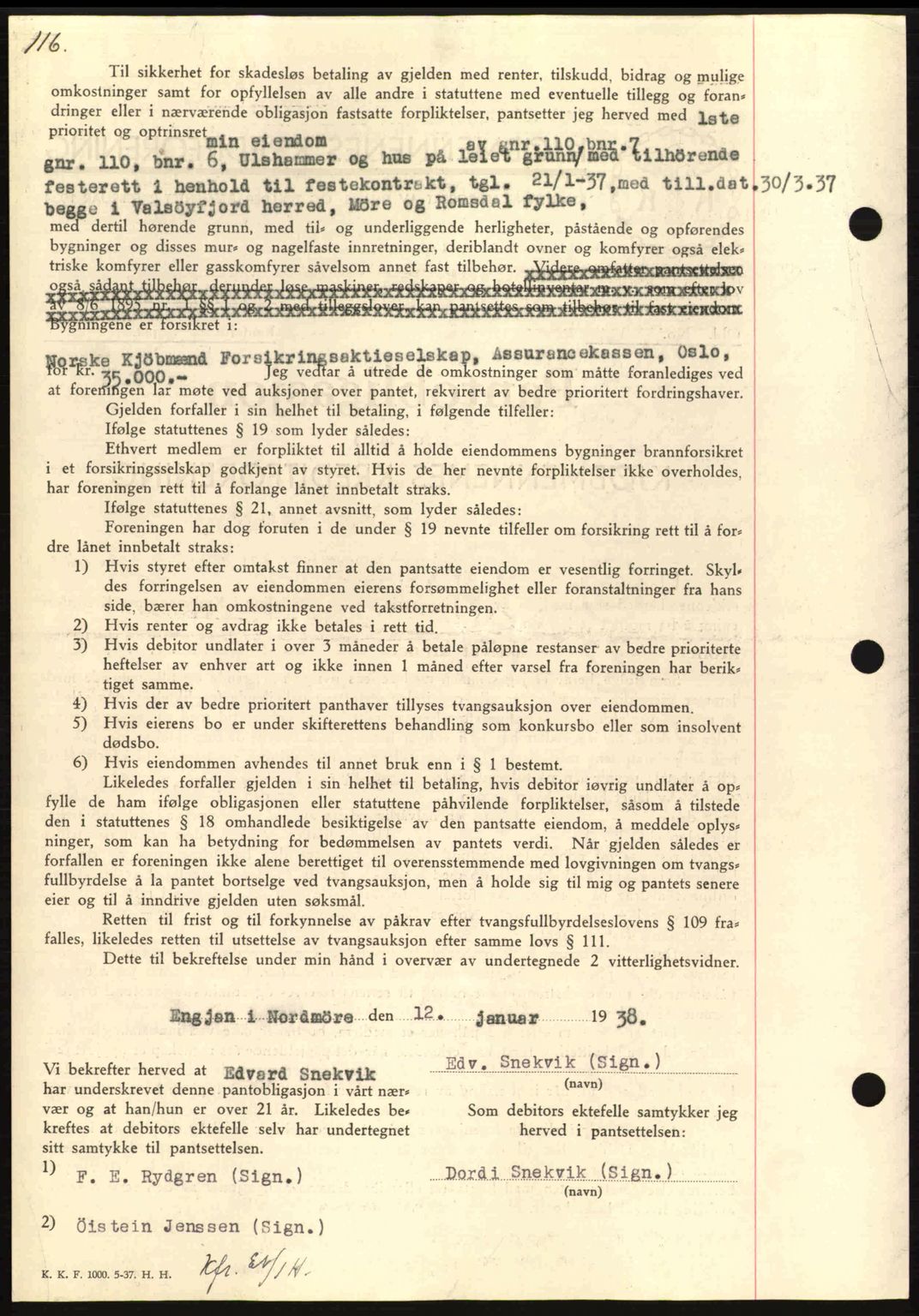 Nordmøre sorenskriveri, AV/SAT-A-4132/1/2/2Ca: Mortgage book no. B84, 1938-1939, Diary no: : 2401/1938