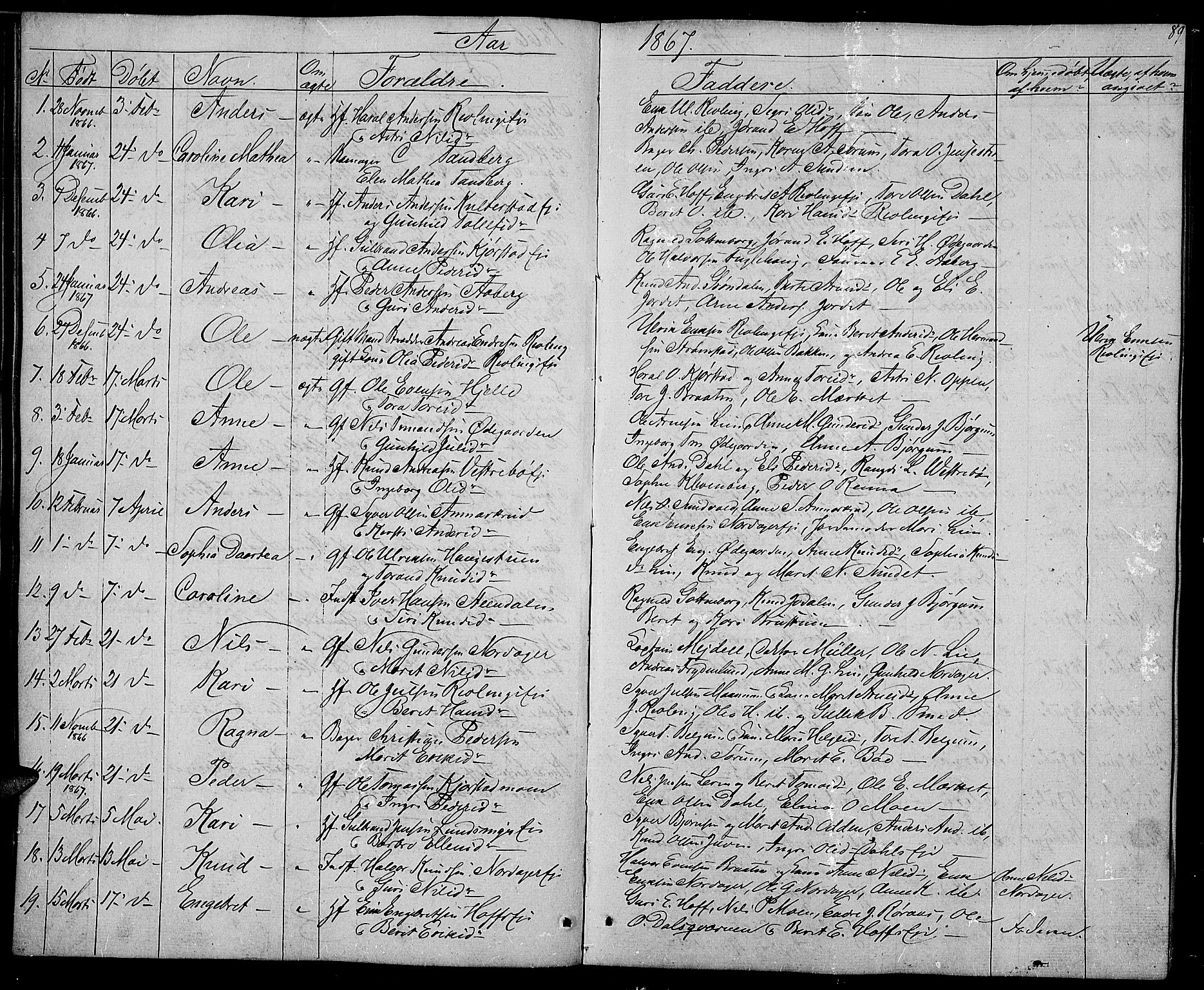 Nord-Aurdal prestekontor, SAH/PREST-132/H/Ha/Hab/L0002: Parish register (copy) no. 2, 1842-1877, p. 89
