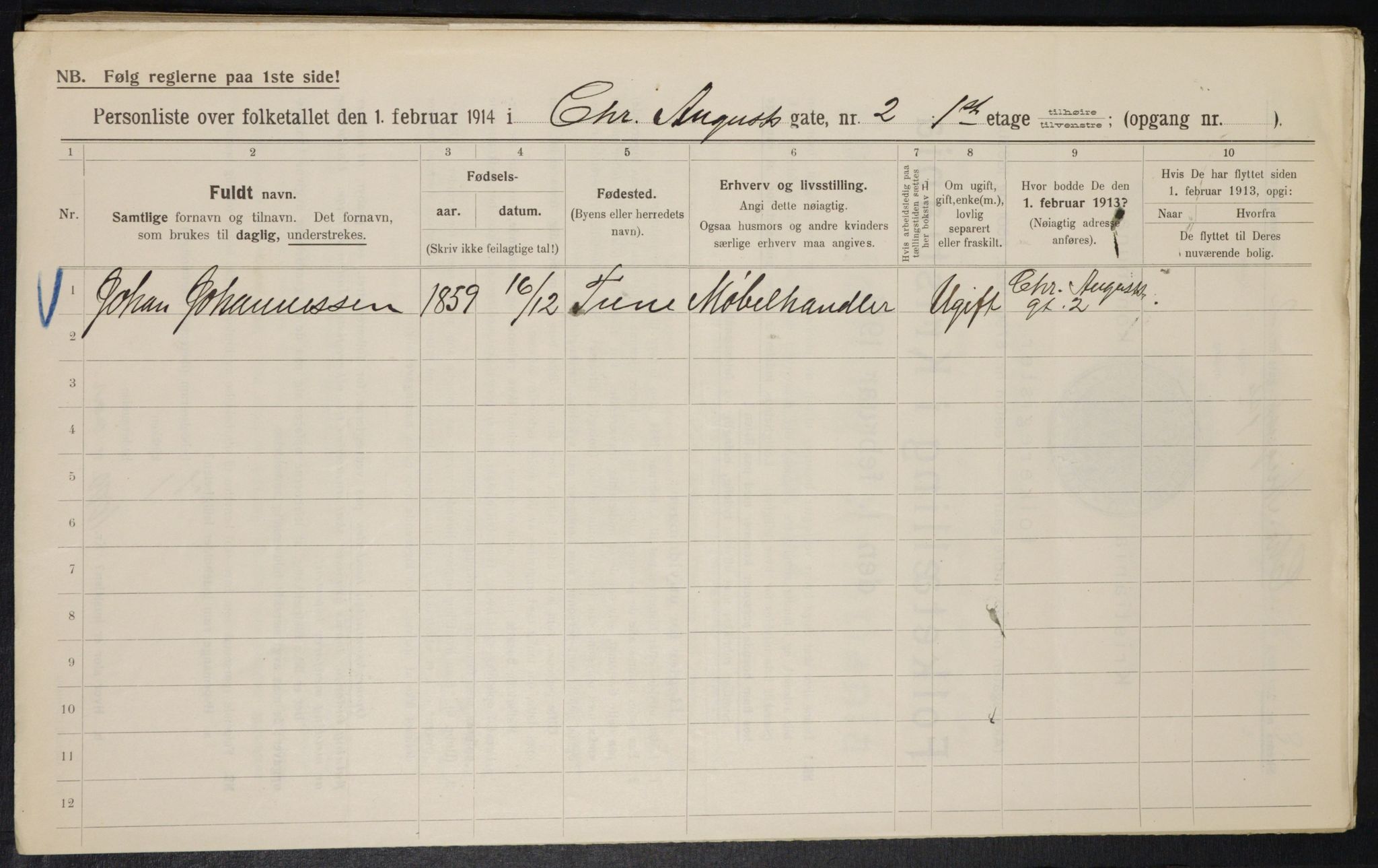 OBA, Municipal Census 1914 for Kristiania, 1914, p. 53868