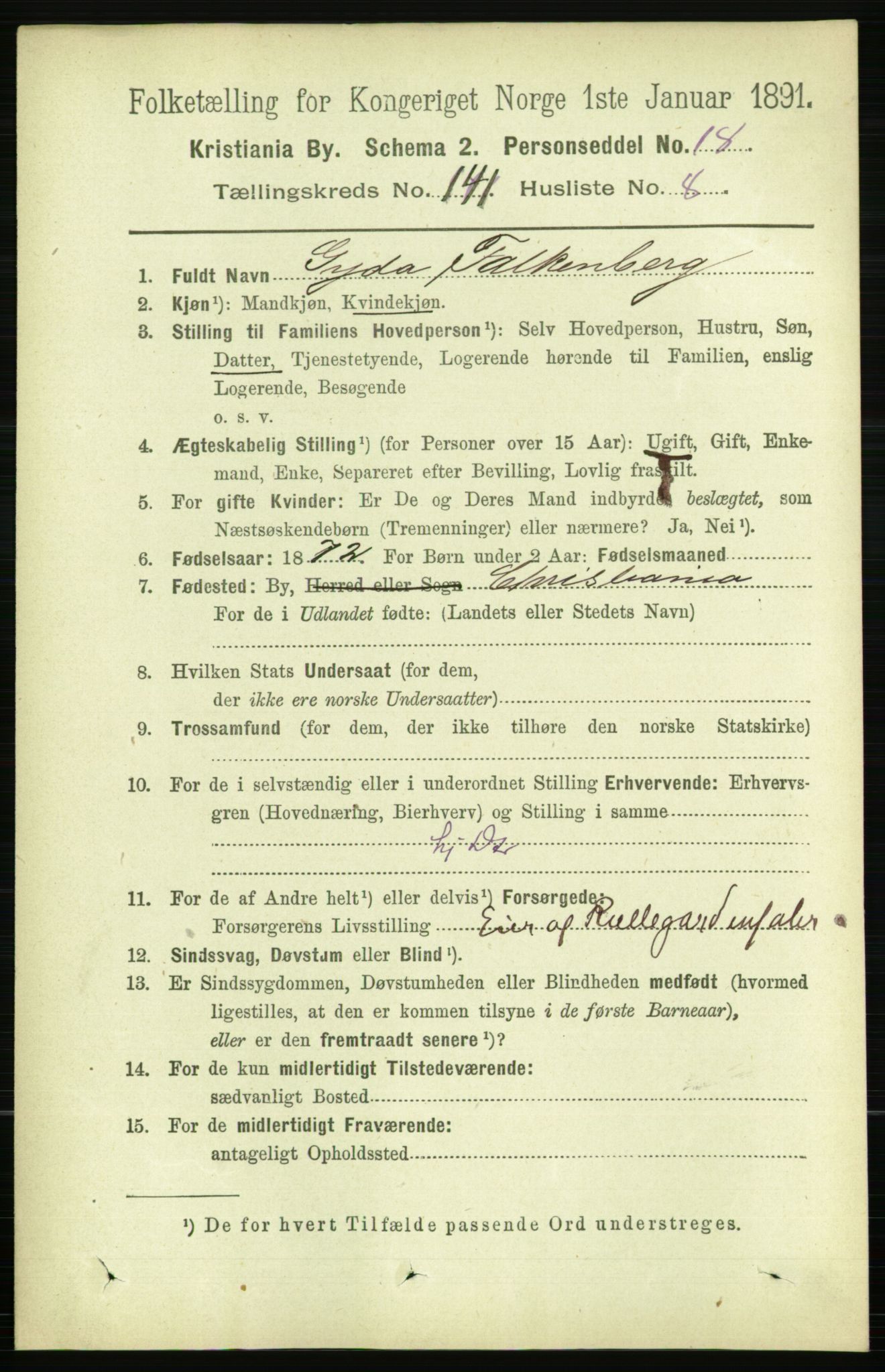 RA, 1891 census for 0301 Kristiania, 1891, p. 78257