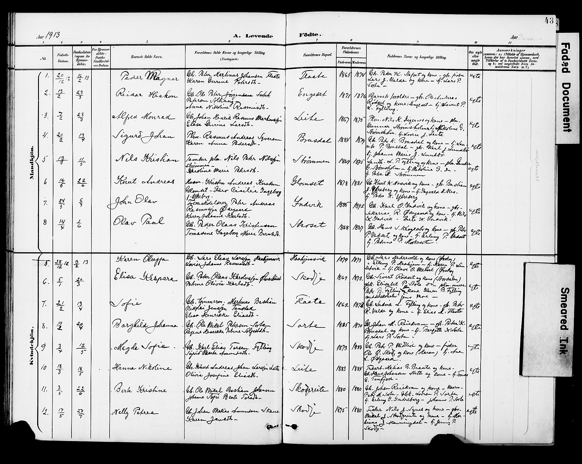 Ministerialprotokoller, klokkerbøker og fødselsregistre - Møre og Romsdal, AV/SAT-A-1454/524/L0366: Parish register (copy) no. 524C07, 1900-1931, p. 43