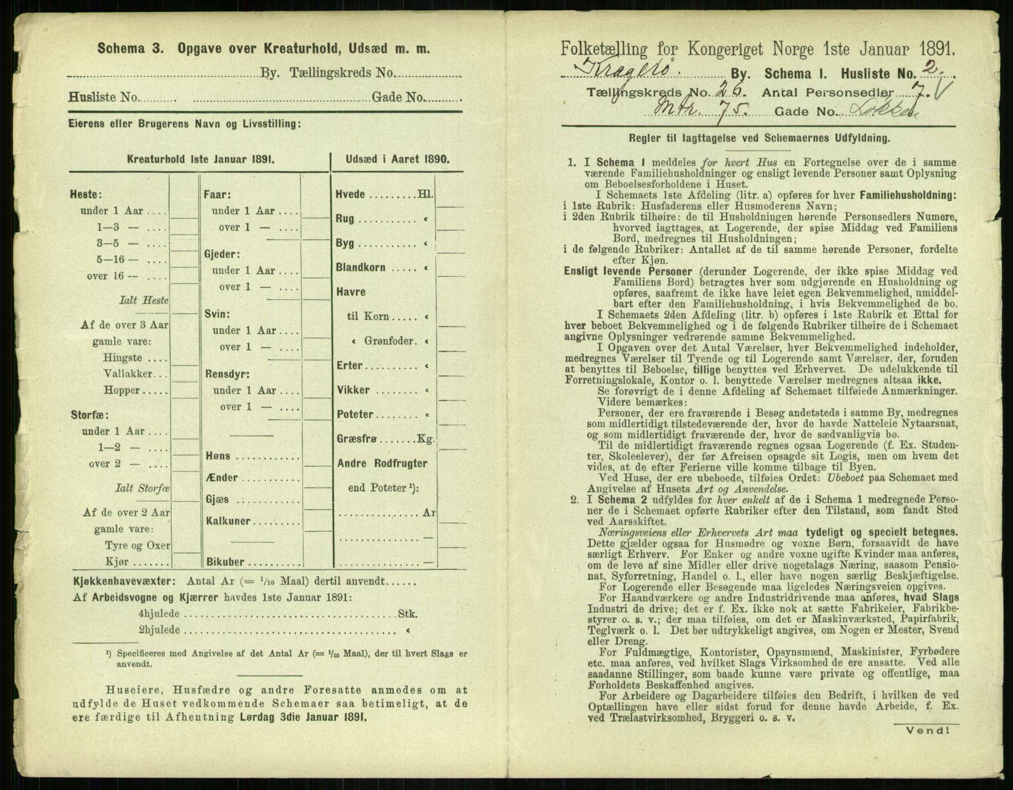 RA, 1891 census for 0801 Kragerø, 1891, p. 964