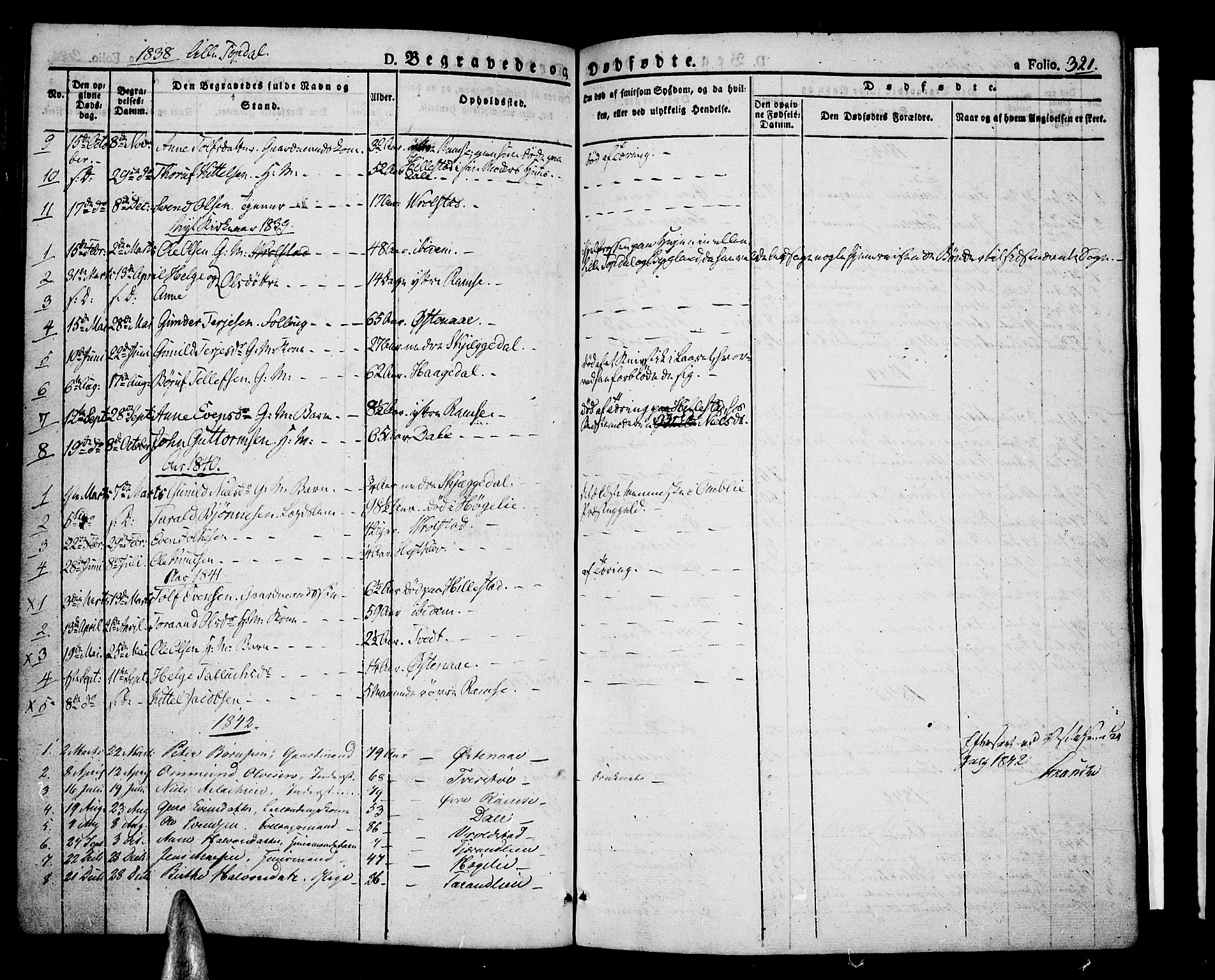 Åmli sokneprestkontor, AV/SAK-1111-0050/F/Fa/Fac/L0007: Parish register (official) no. A 7 /4, 1829-1851, p. 321