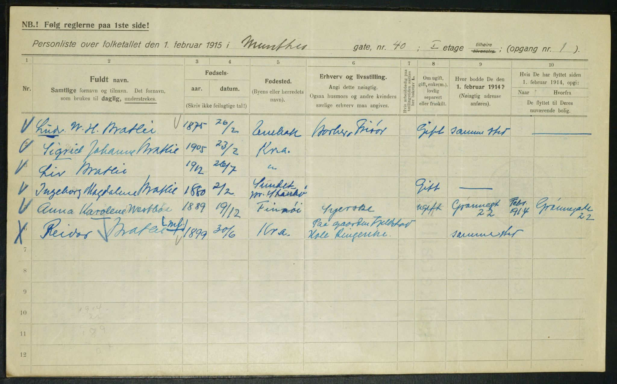 OBA, Municipal Census 1915 for Kristiania, 1915, p. 67618