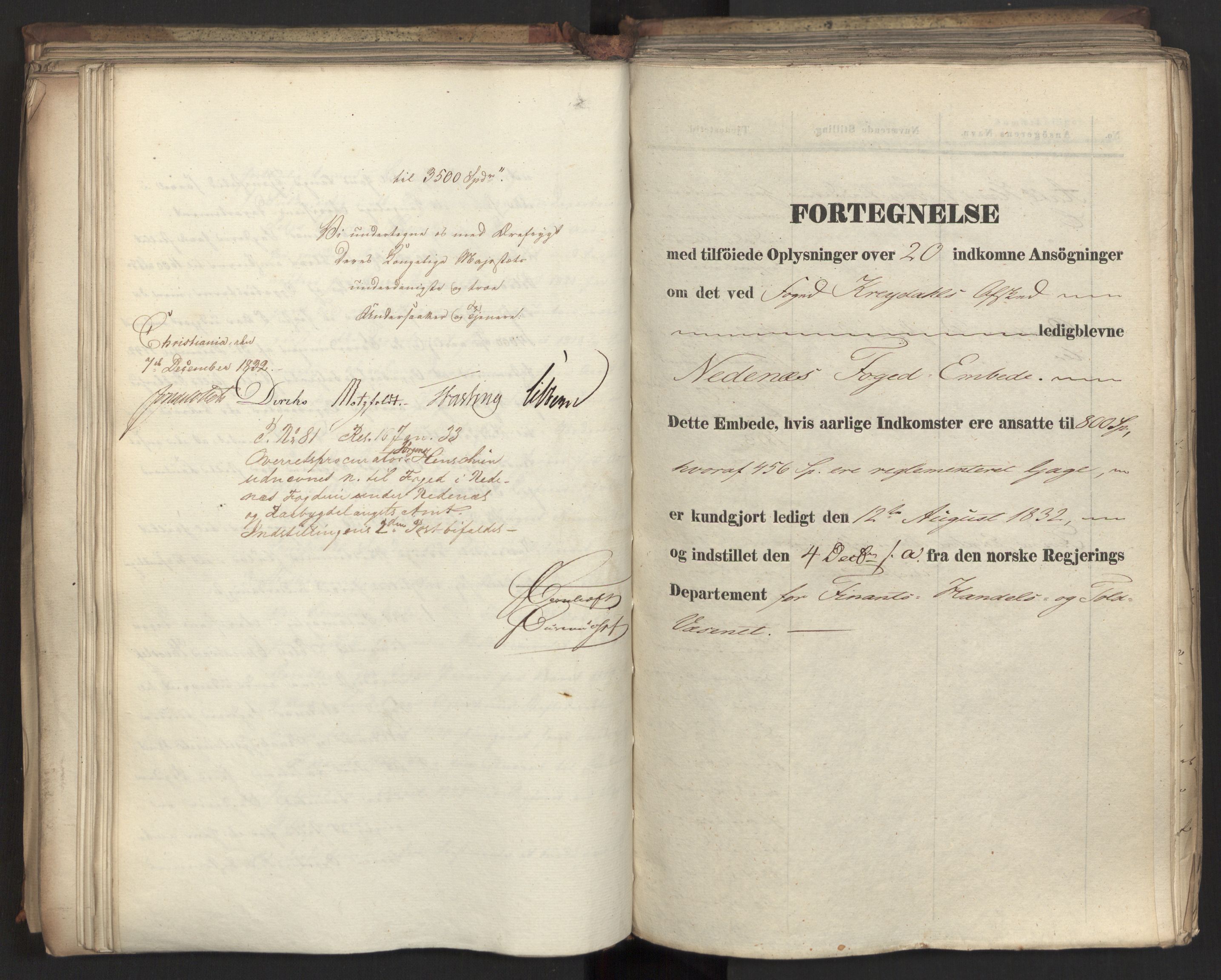 Statsrådsavdelingen i Stockholm, RA/S-1003/D/Da/L0081: Regjeringsinnstillinger nr. 2700-2857, 1832, p. 265