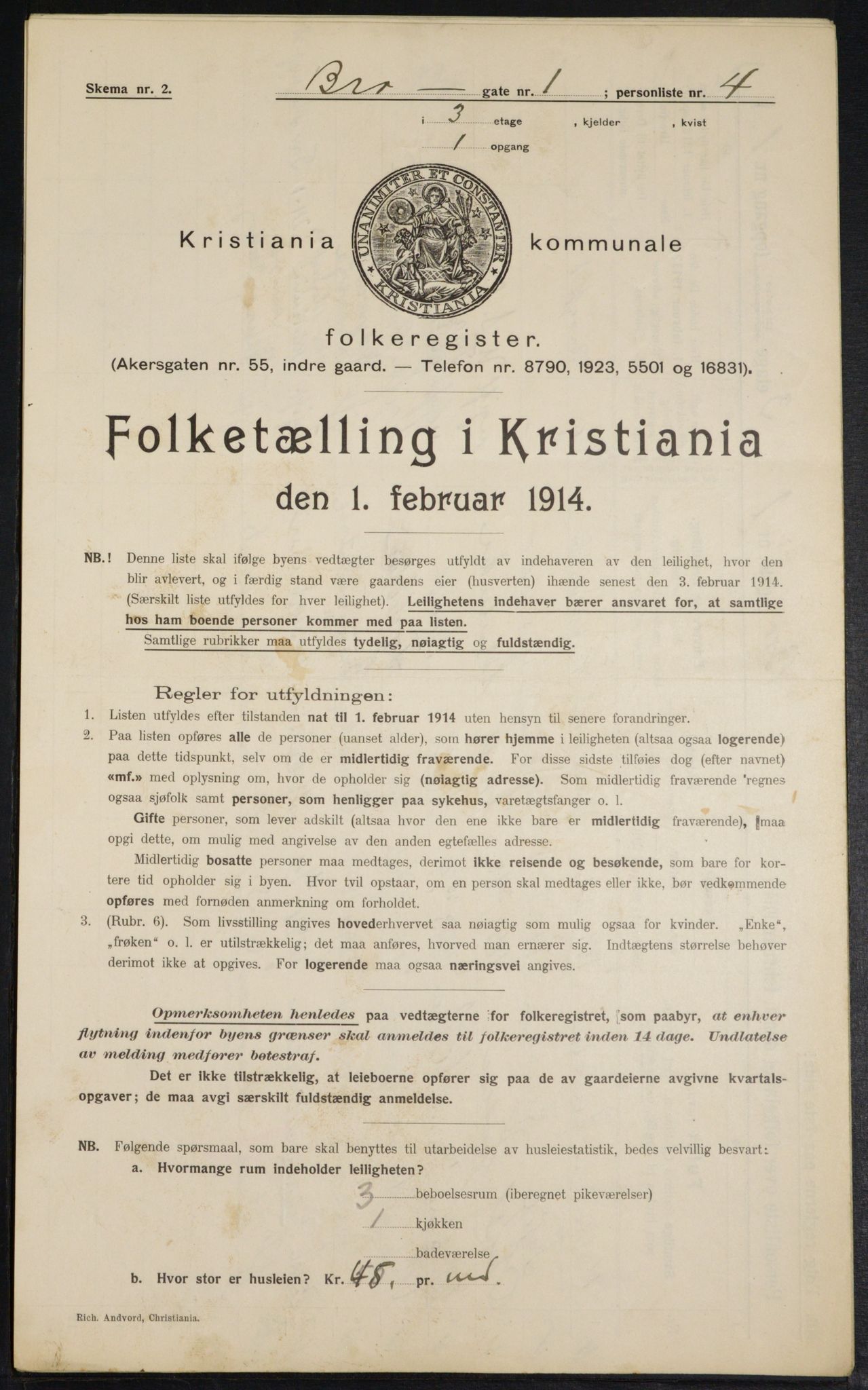 OBA, Municipal Census 1914 for Kristiania, 1914, p. 9698