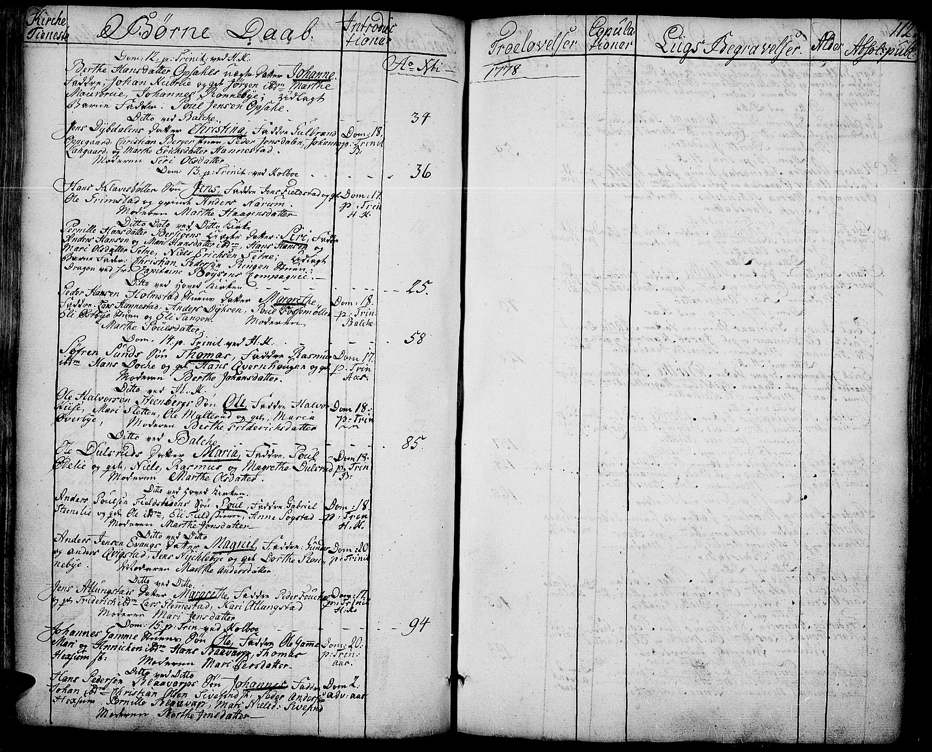 Toten prestekontor, AV/SAH-PREST-102/H/Ha/Haa/L0006: Parish register (official) no. 6, 1773-1793, p. 112