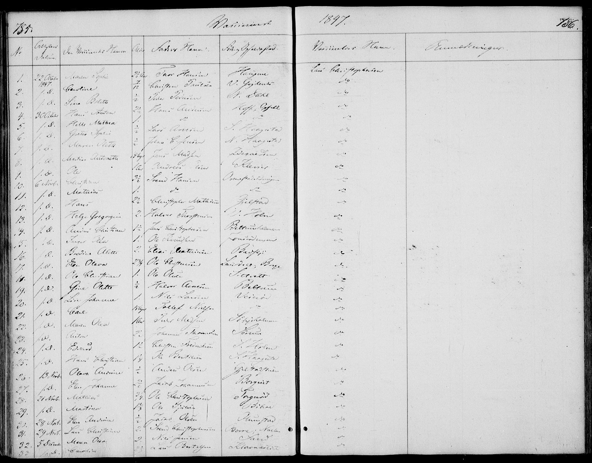 Våle kirkebøker, SAKO/A-334/F/Fa/L0009b: Parish register (official) no. I 9B, 1841-1860, p. 785-786