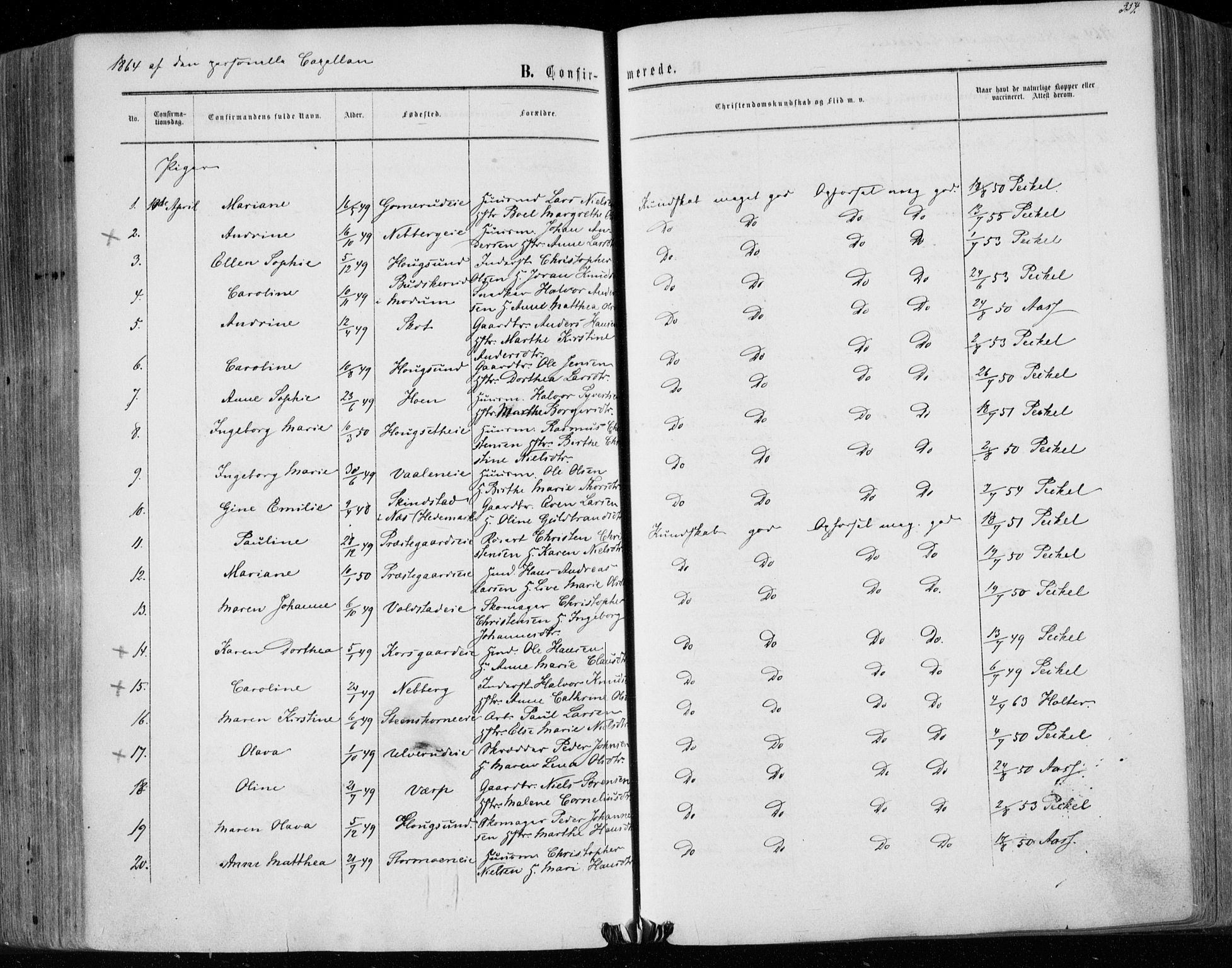 Eiker kirkebøker, AV/SAKO-A-4/F/Fa/L0016: Parish register (official) no. I 16, 1860-1868, p. 354