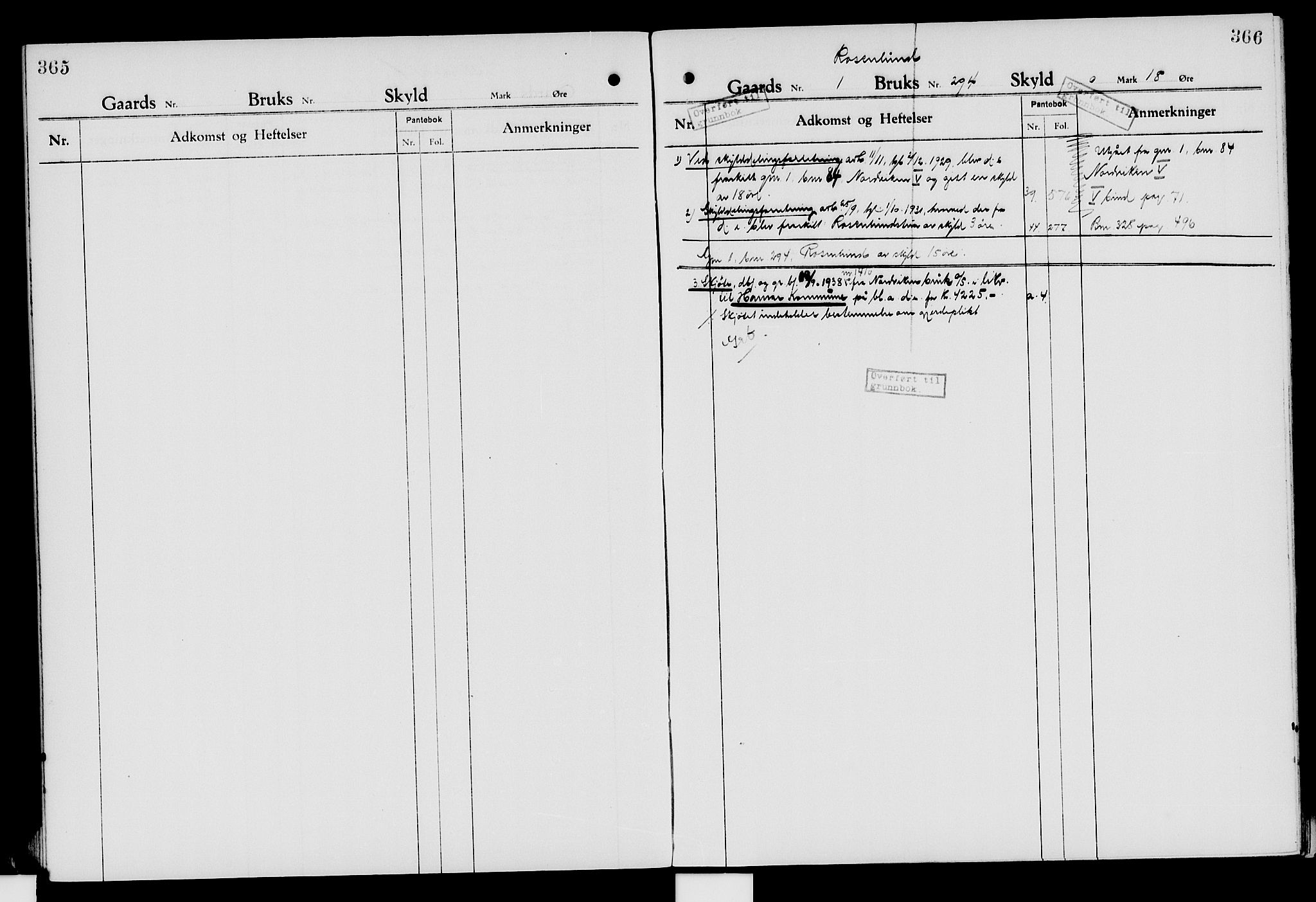 Nord-Hedmark sorenskriveri, SAH/TING-012/H/Ha/Had/Hade/L0007: Mortgage register no. 4.7, 1924-1940, p. 365-366