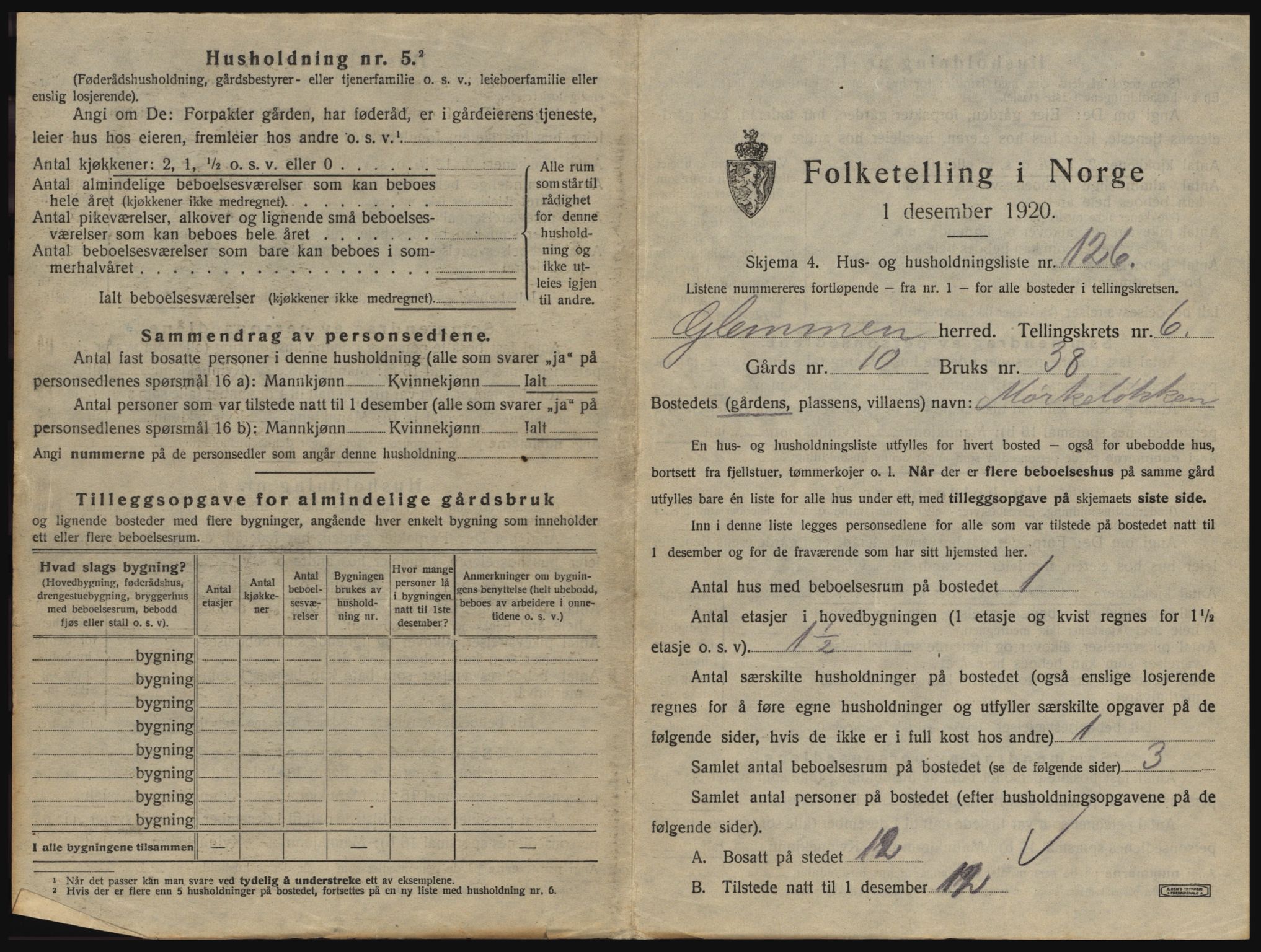 SAO, 1920 census for Glemmen, 1920, p. 2751