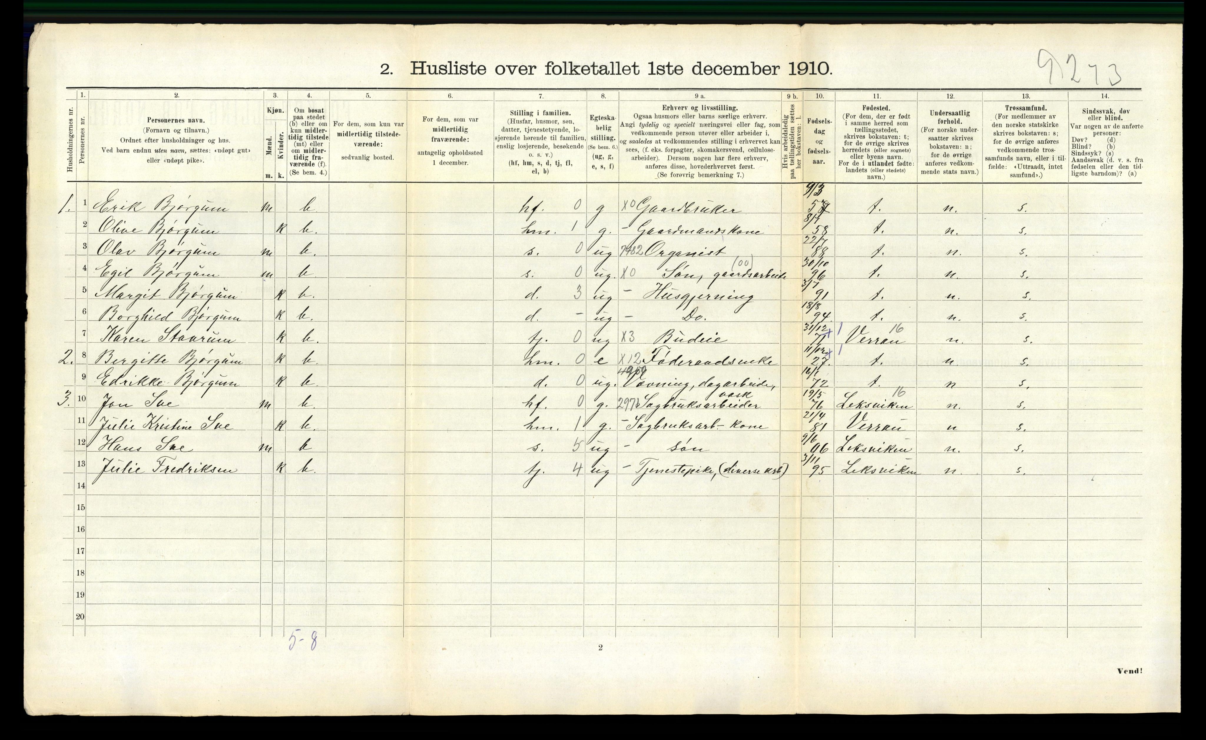 RA, 1910 census for Skogn, 1910, p. 1035