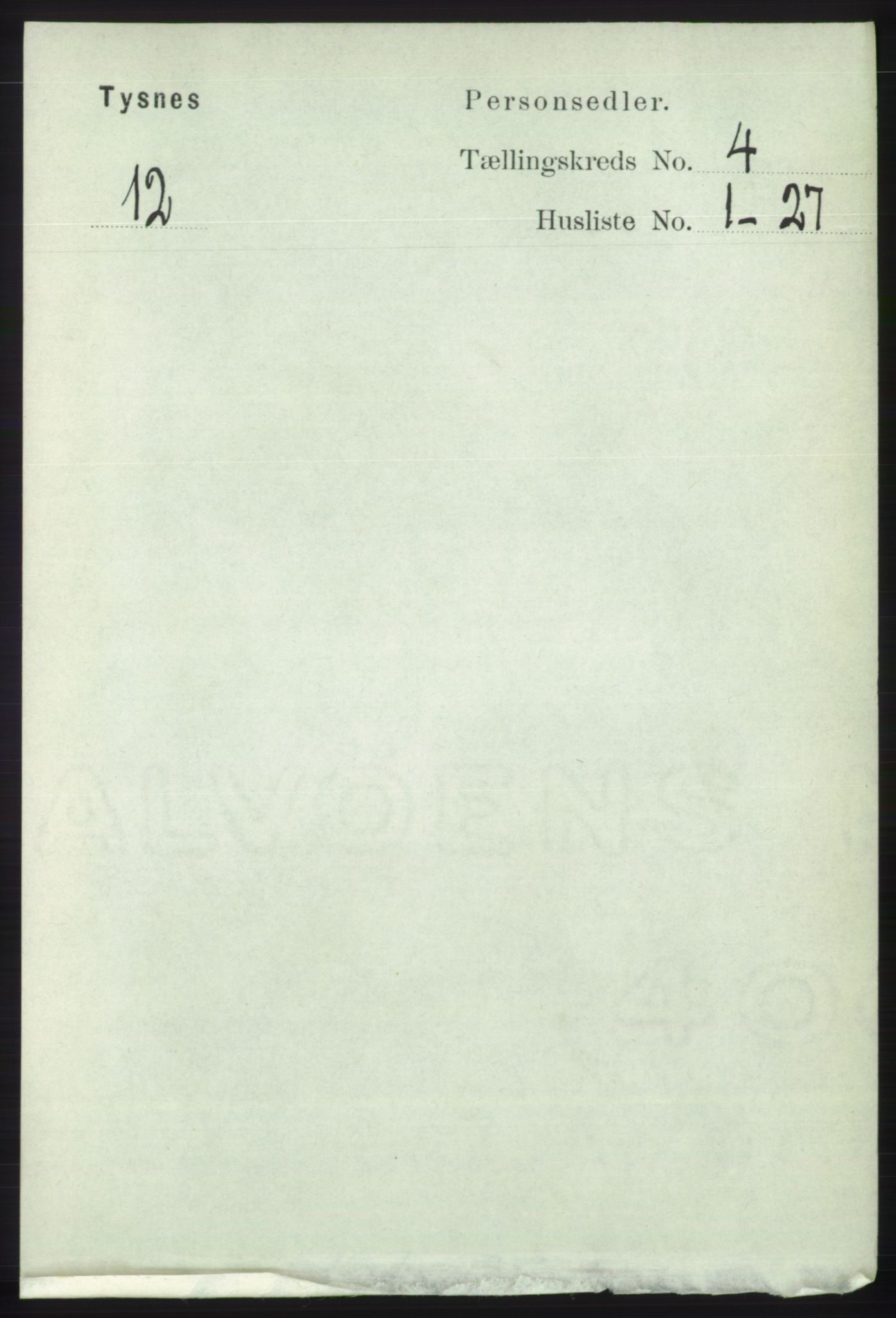 RA, 1891 census for 1223 Tysnes, 1891, p. 1531