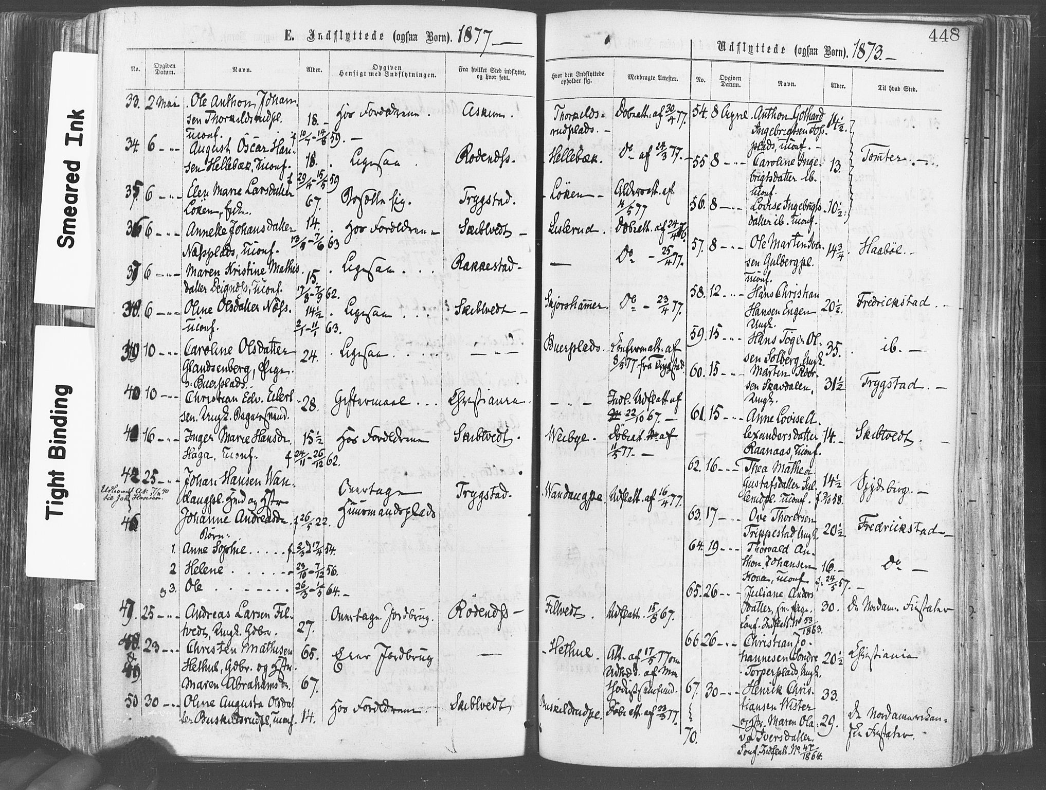 Eidsberg prestekontor Kirkebøker, AV/SAO-A-10905/F/Fa/L0011: Parish register (official) no. I 11, 1867-1878, p. 448